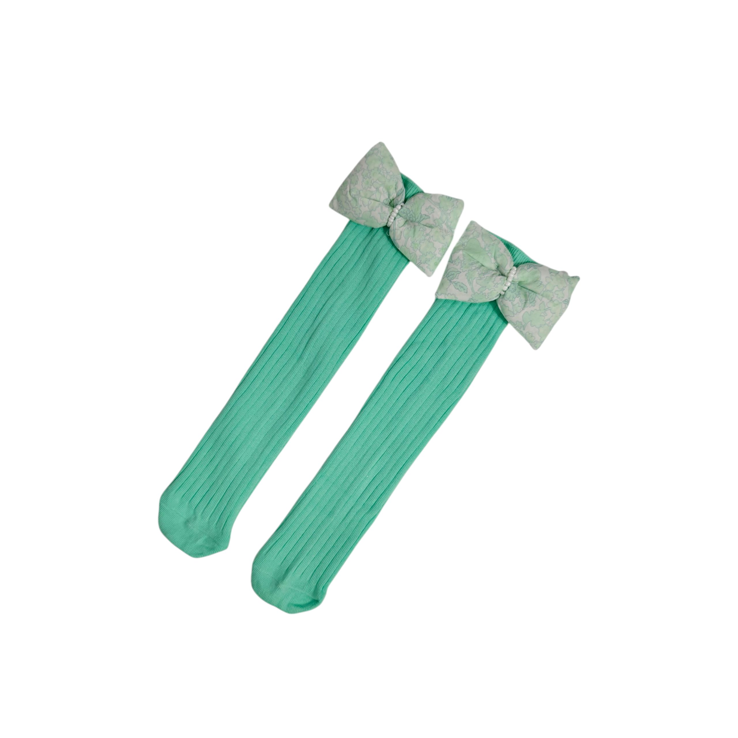 BOW APPLIQUE FREE SIZE COTTON LONG SOCKS