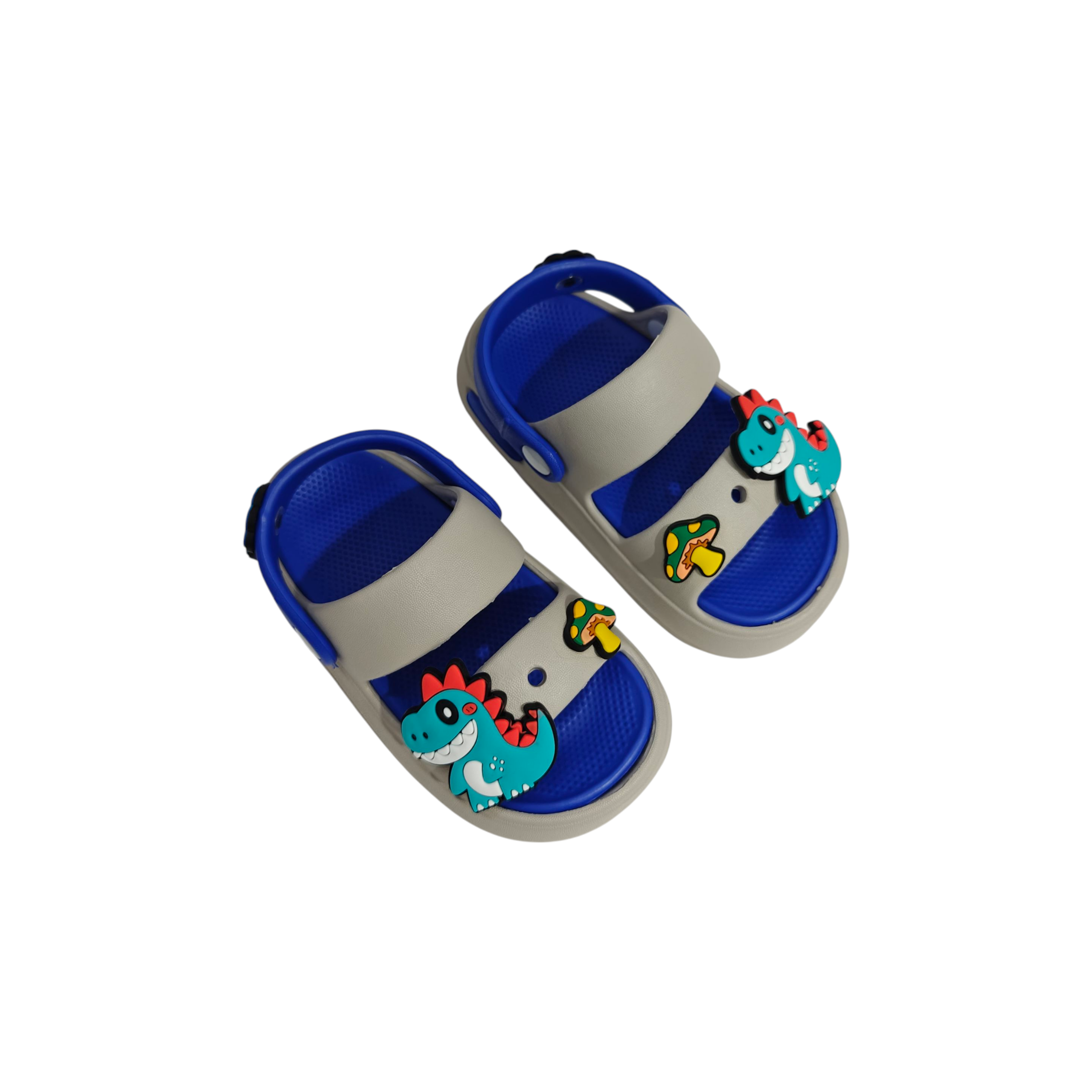 LITTLE DINO APPIQUE SANDAL STYLE CLOGS - GREY
