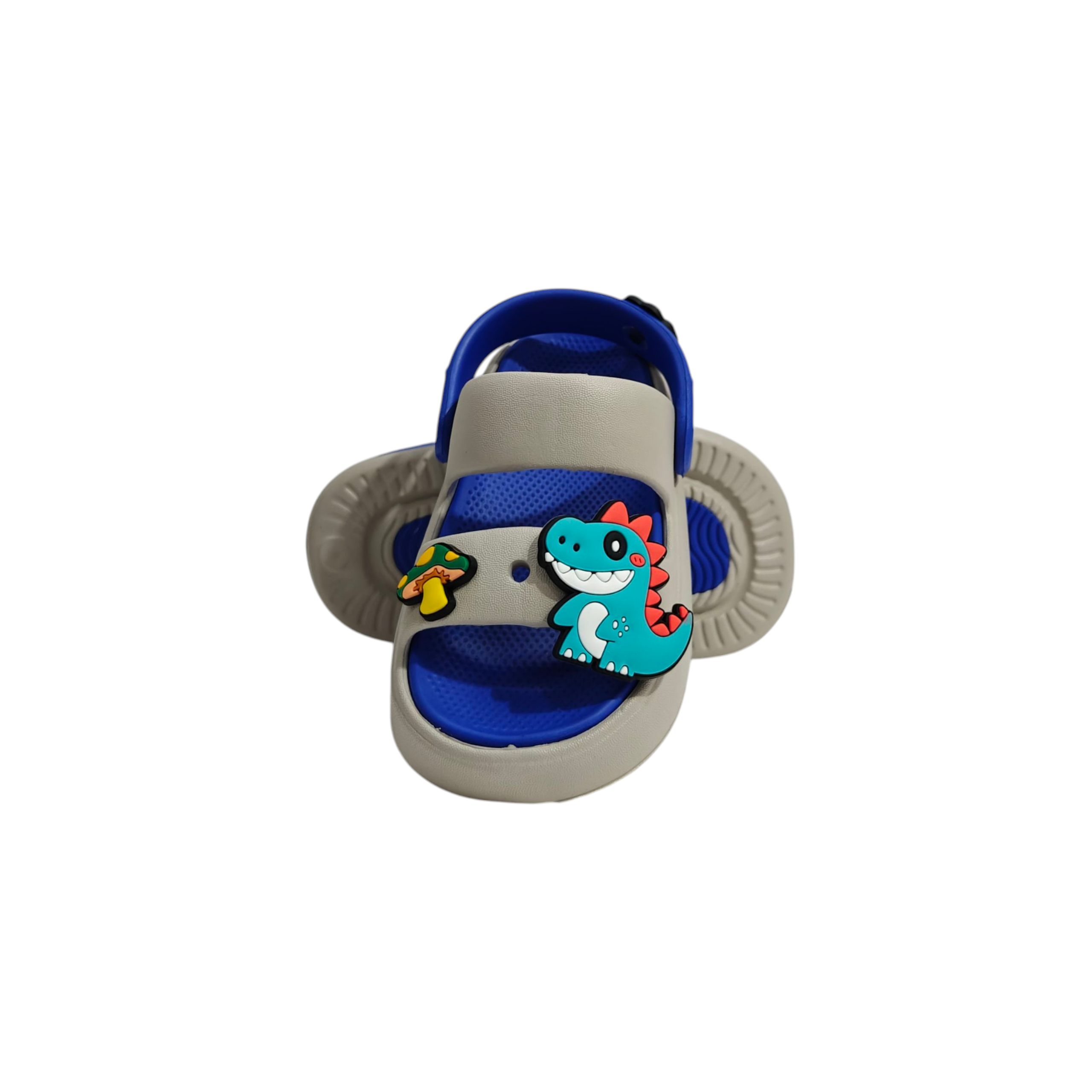 LITTLE DINO APPIQUE SANDAL STYLE CLOGS - GREY