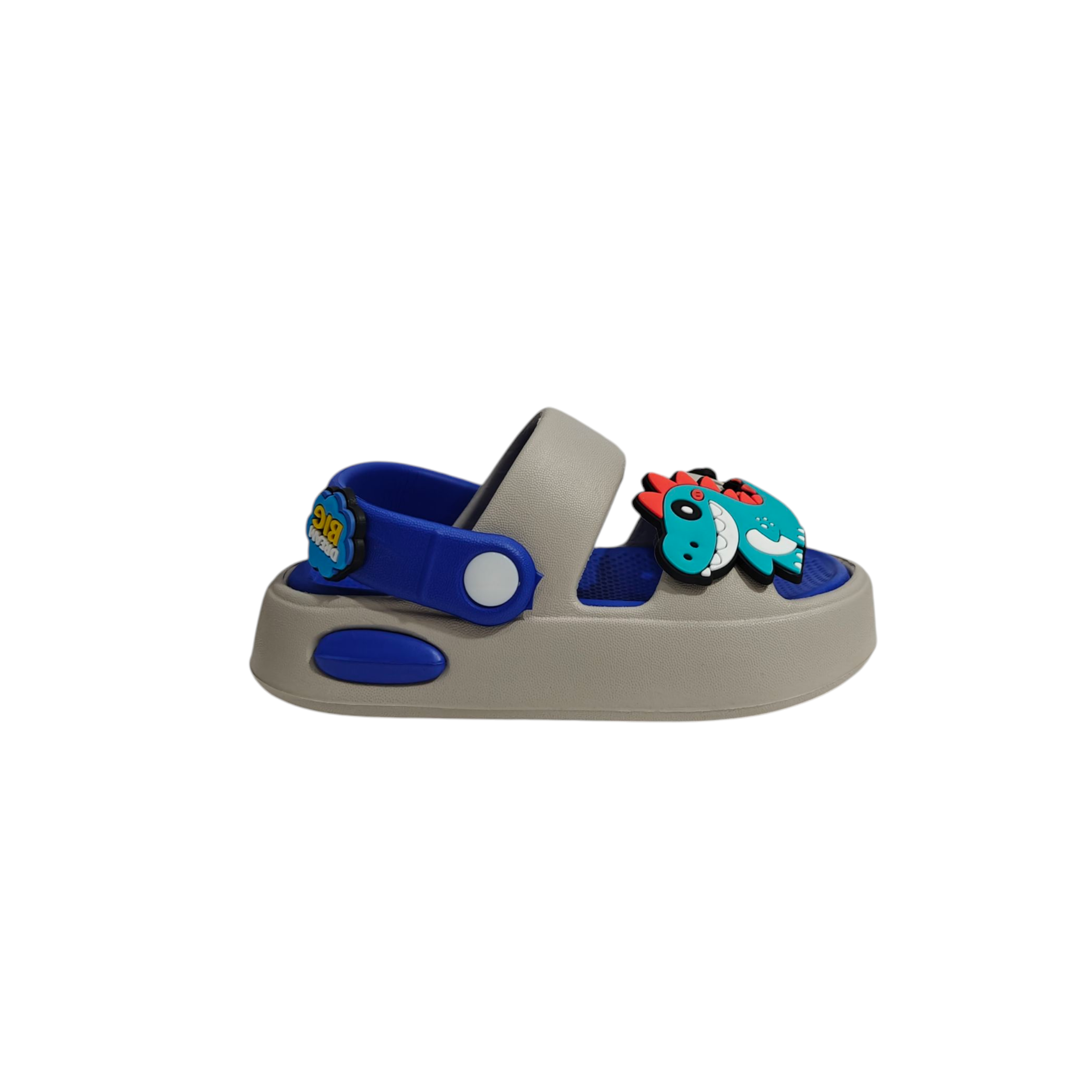 LITTLE DINO APPIQUE SANDAL STYLE CLOGS - GREY