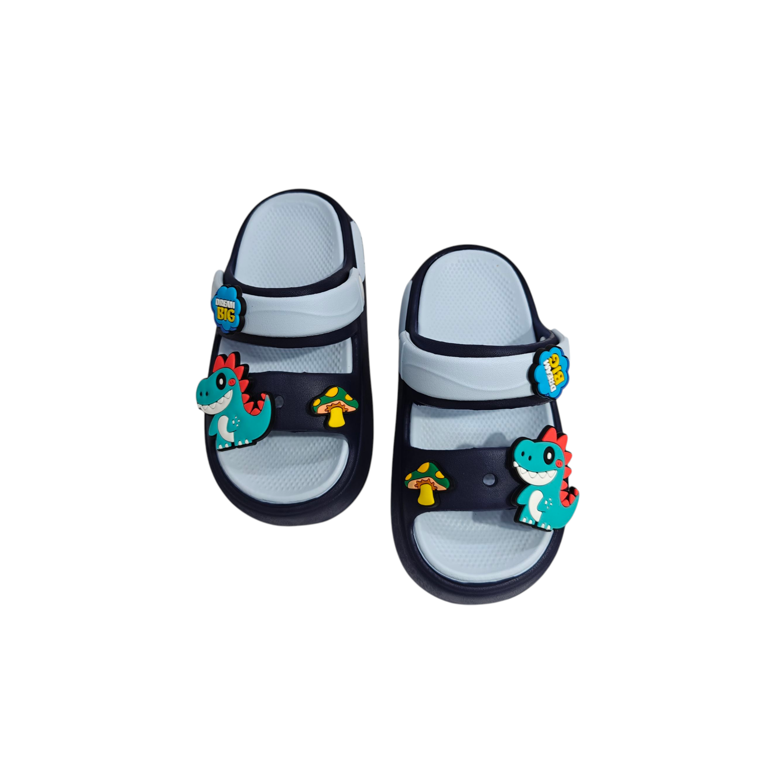 LITTLE DINO APPIQUE SANDAL STYLE CLOGS - NAVY
