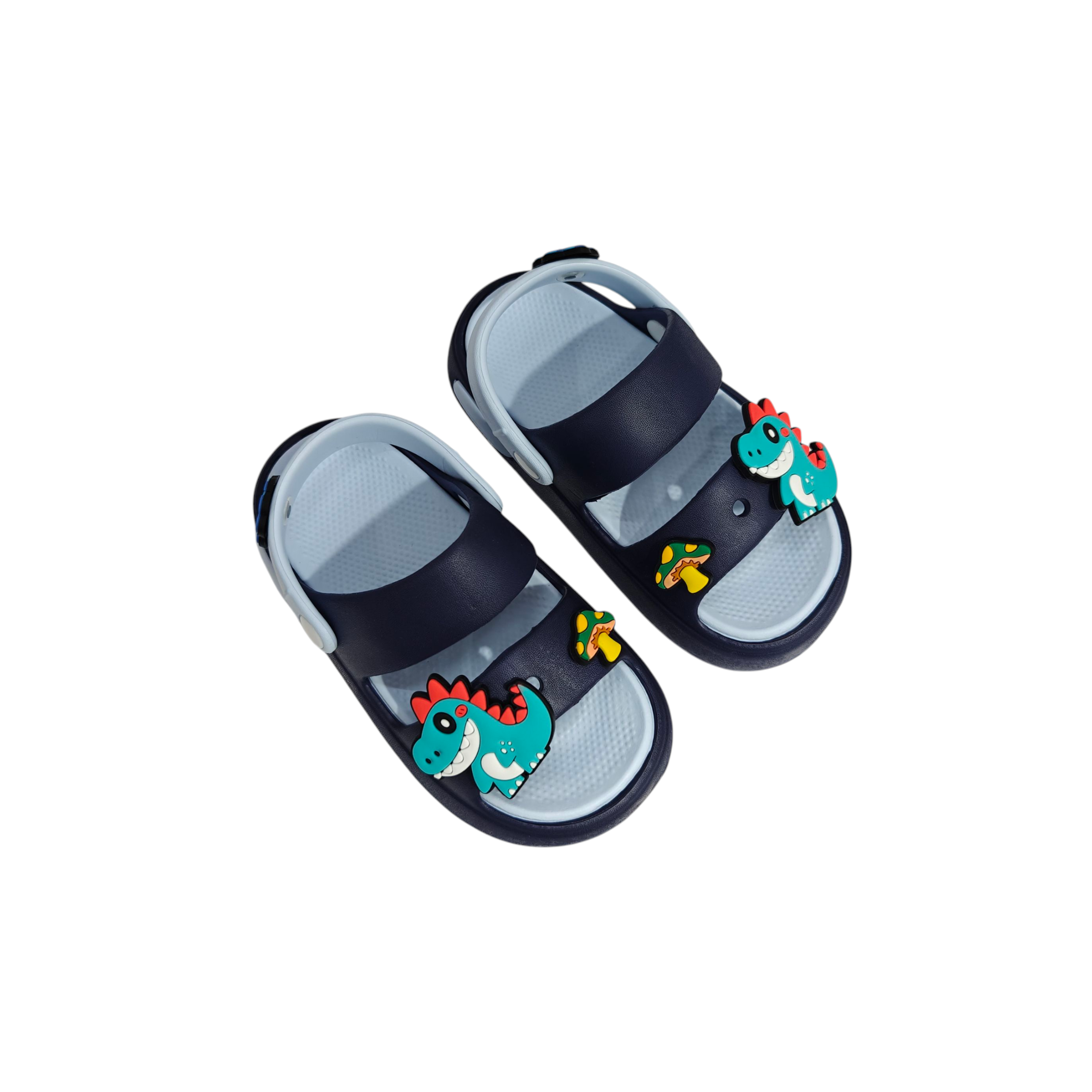 LITTLE DINO APPIQUE SANDAL STYLE CLOGS - NAVY