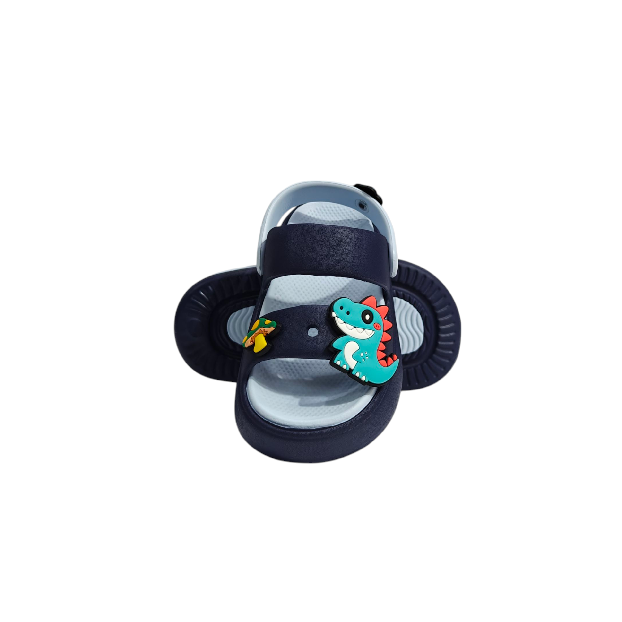 LITTLE DINO APPIQUE SANDAL STYLE CLOGS - NAVY