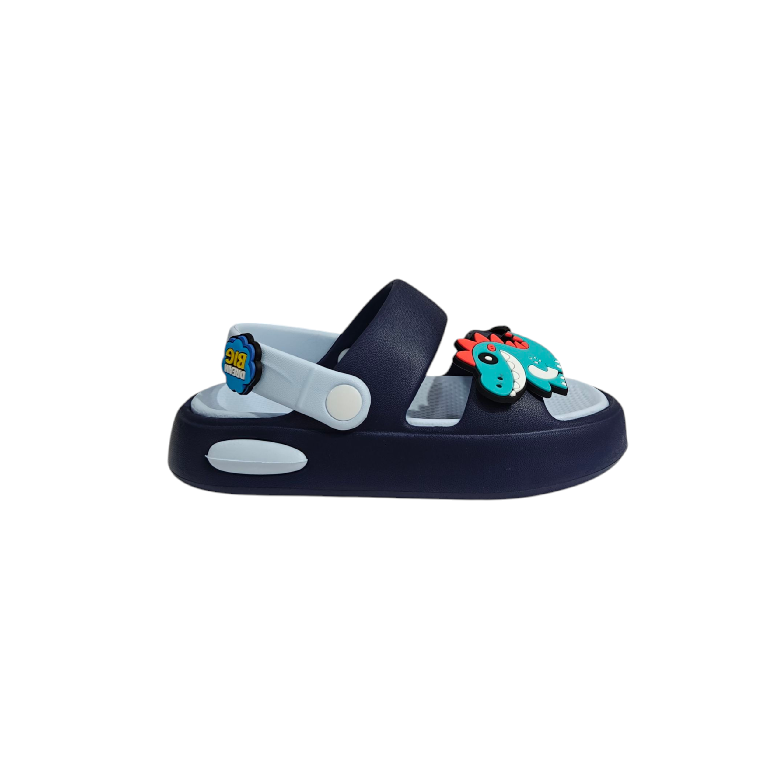 LITTLE DINO APPIQUE SANDAL STYLE CLOGS - NAVY