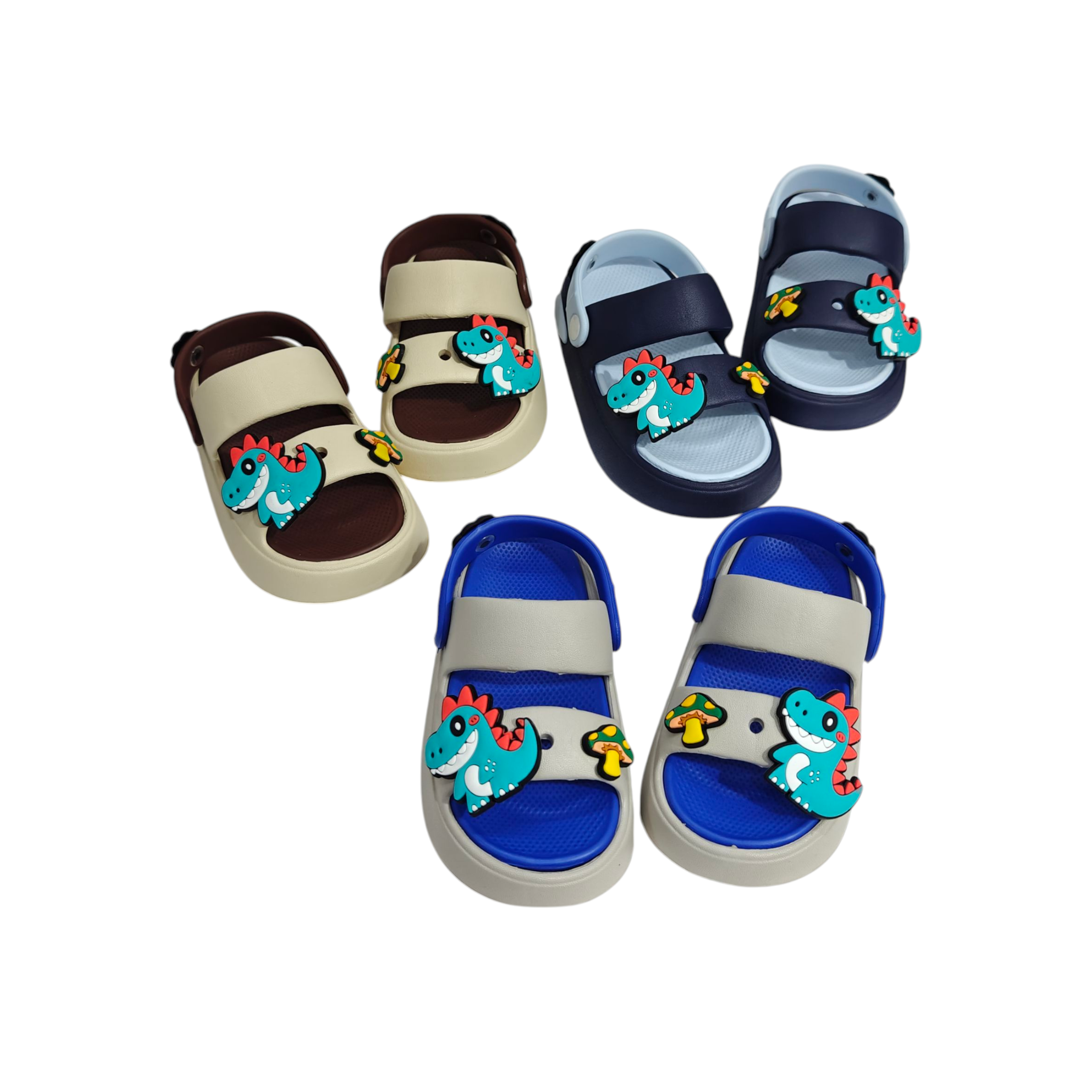 LITTLE DINO APPIQUE SANDAL STYLE CLOGS - NAVY