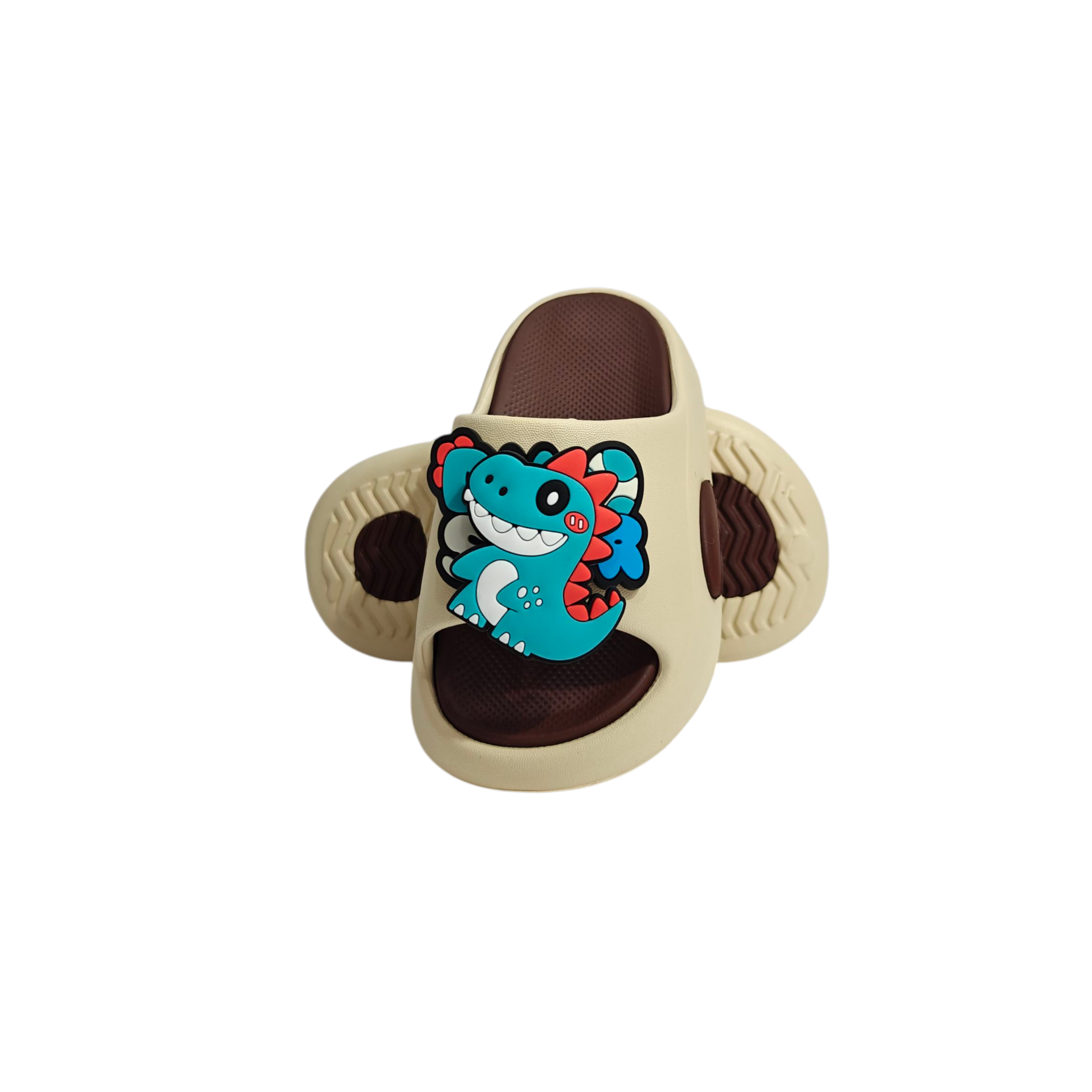 SPINNING DINO APPLIQUE FLIP-FLOP - BROWN