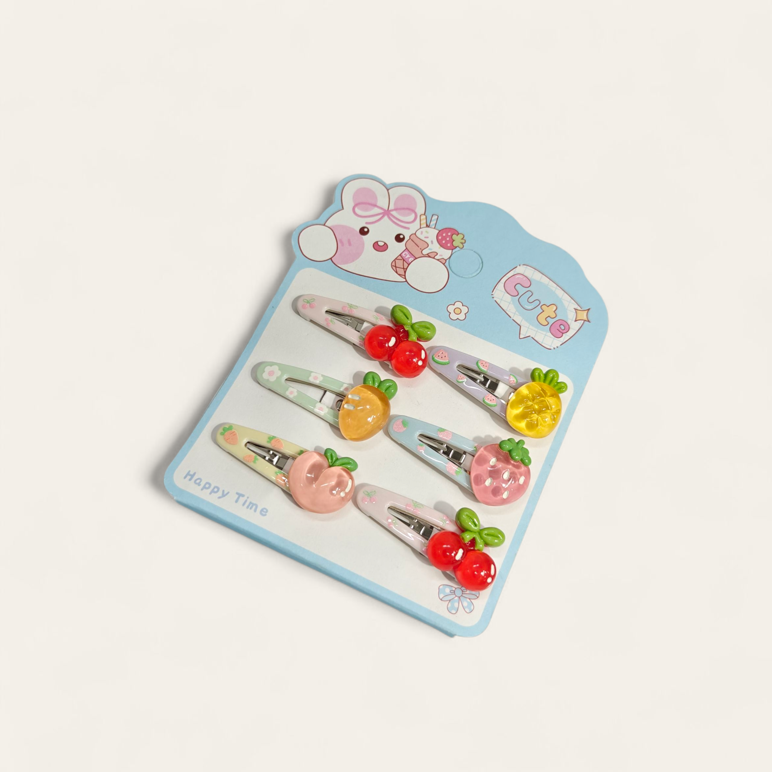 FRUIT APPLIQUE TIC TAC PINS PACK OF 6 - MULTI COLOR