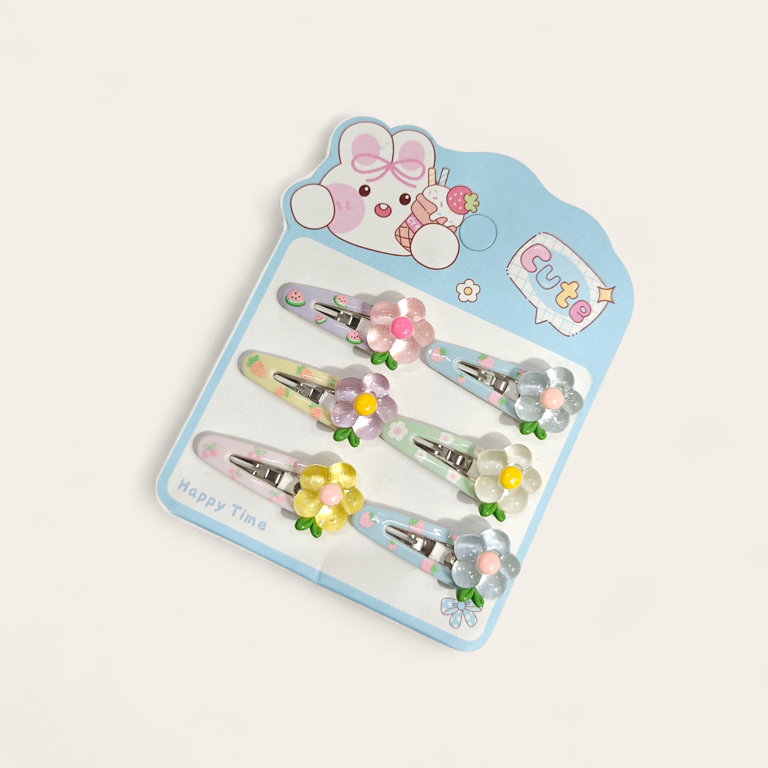 FLOWER APPLIQUE TIC TAC PINS PACK OF 6 - MULTI COLOR