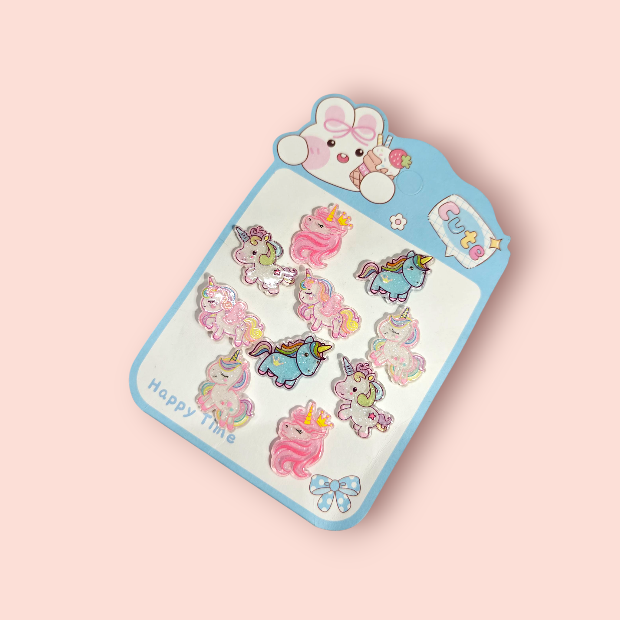 UNICORN APPLIQUE HAIR TIES PACK OF 10 - MULTI COLOR