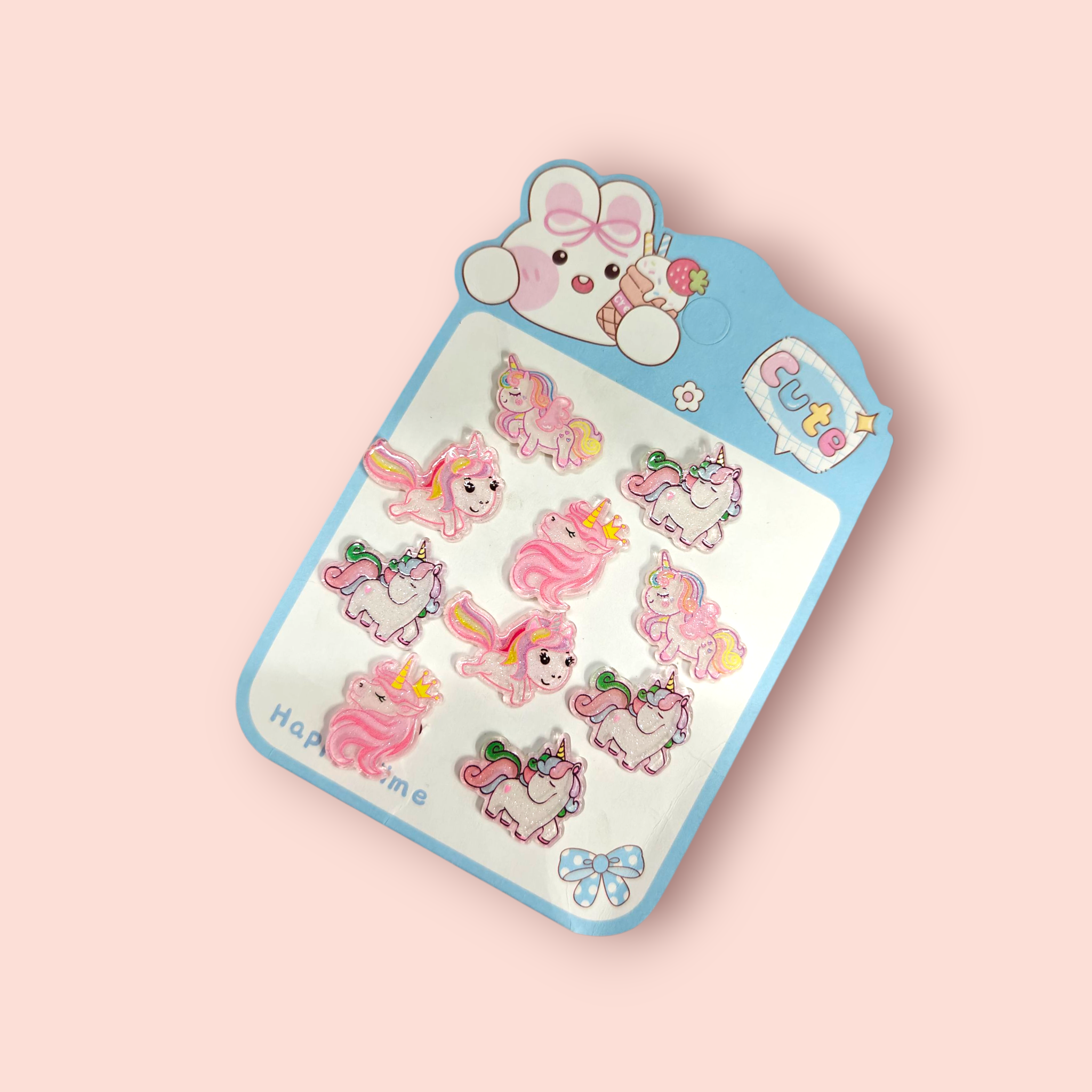 UNICORN APPLIQUE HAIR TIES PACK OF 10 - MULTI COLOR