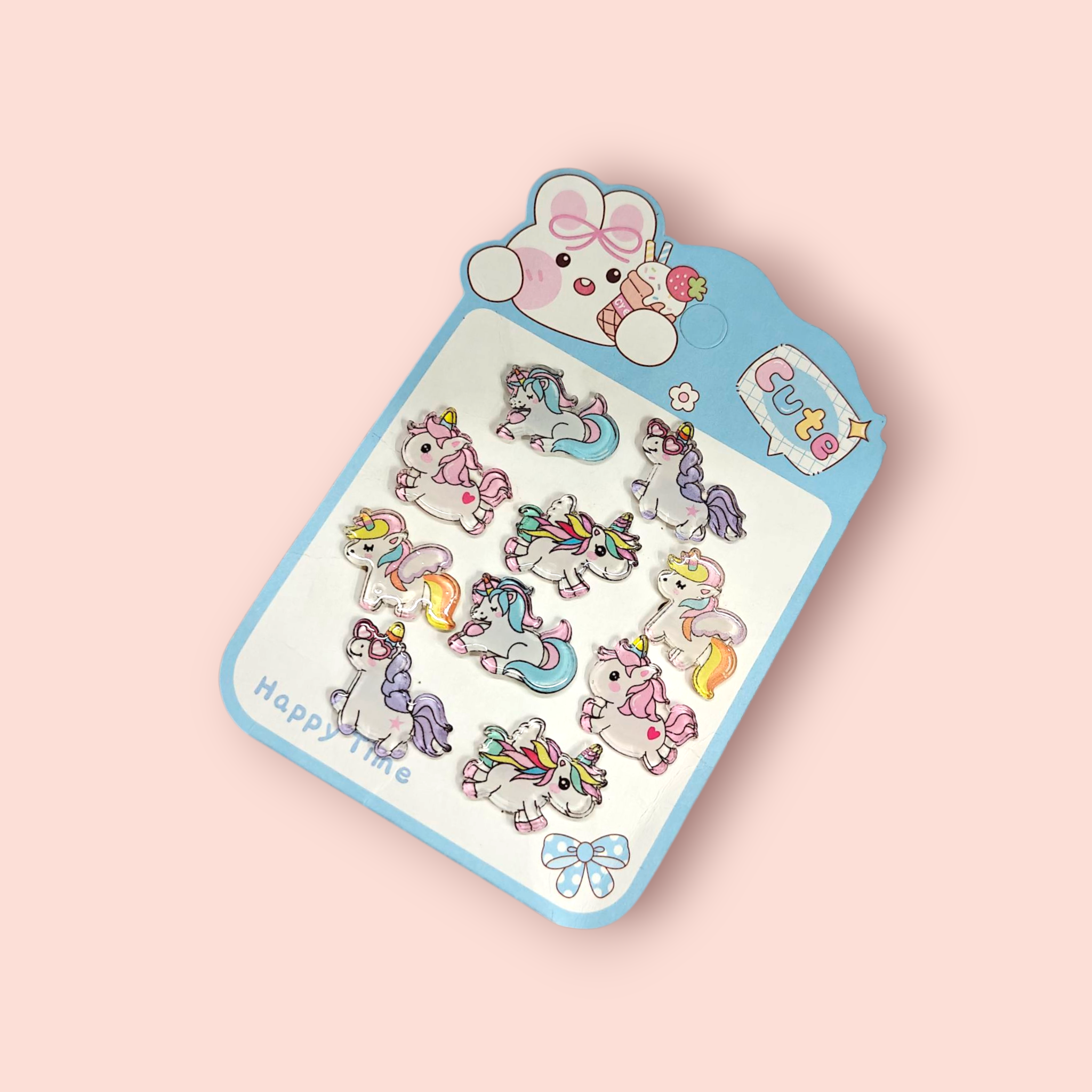 UNICORN APPLIQUE HAIR TIES PACK OF 10 - MULTI COLOR