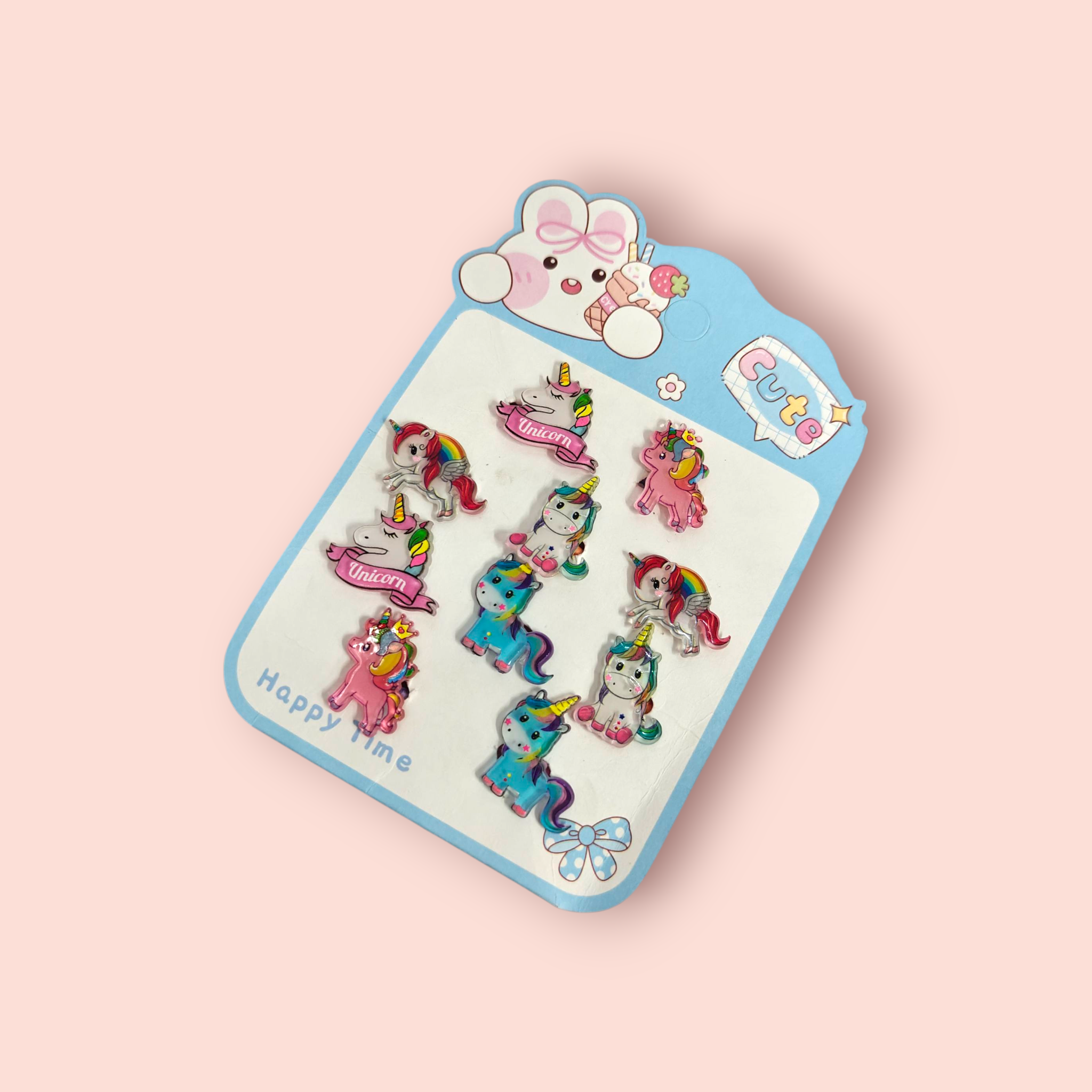 UNICORN APPLIQUE HAIR TIES PACK OF 10 - MULTI COLOR