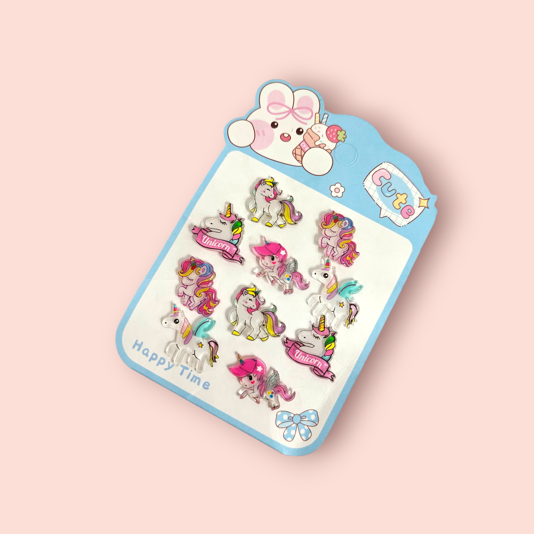 UNICORN APPLIQUE HAIR TIES PACK OF 10 - MULTI COLOR