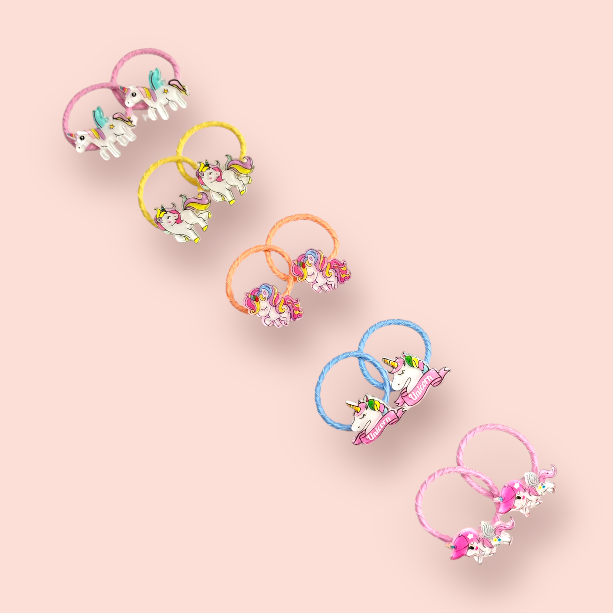 UNICORN APPLIQUE HAIR TIES PACK OF 10 - MULTI COLOR