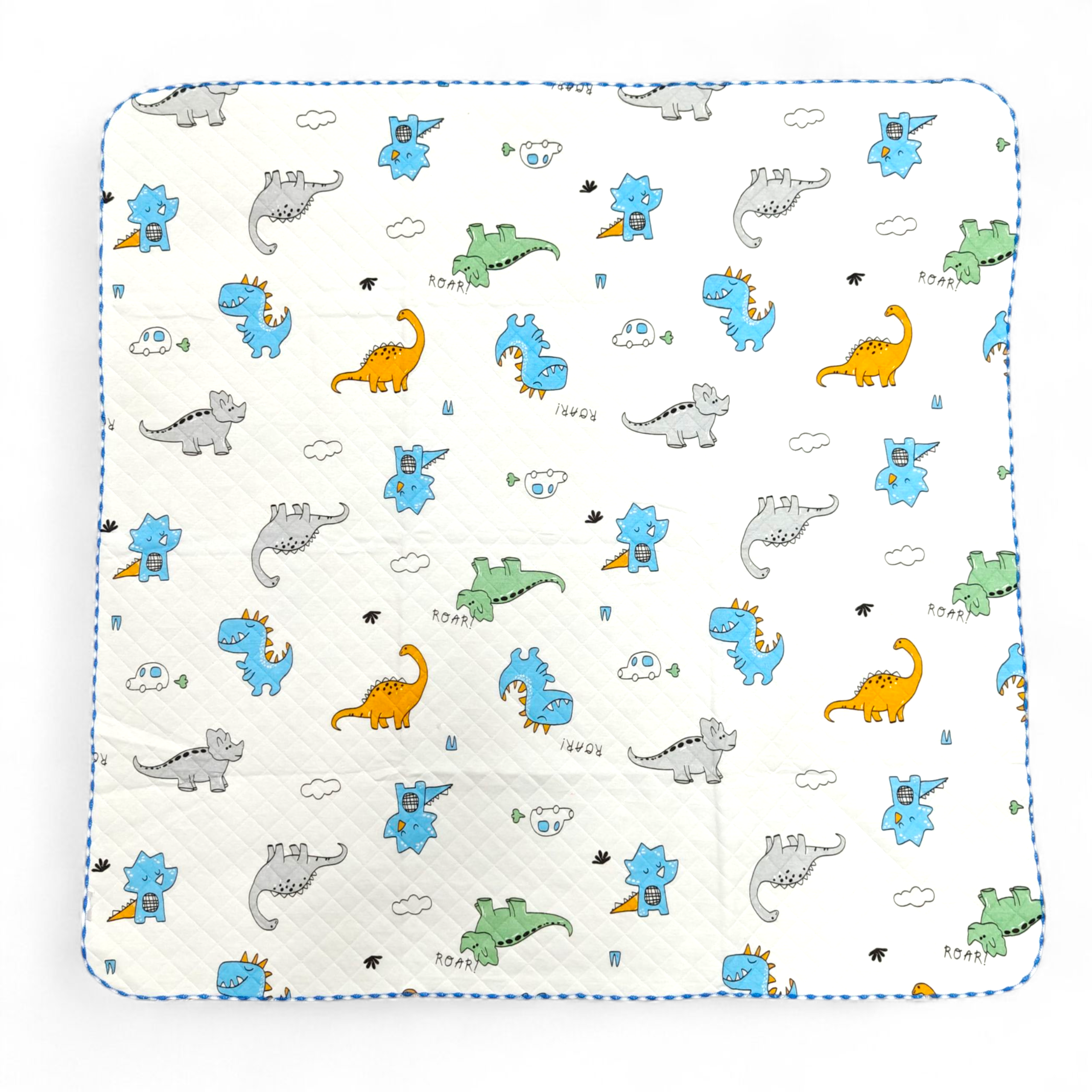 COTTON DINOSAUR PRINT CHECKERED BLANKET