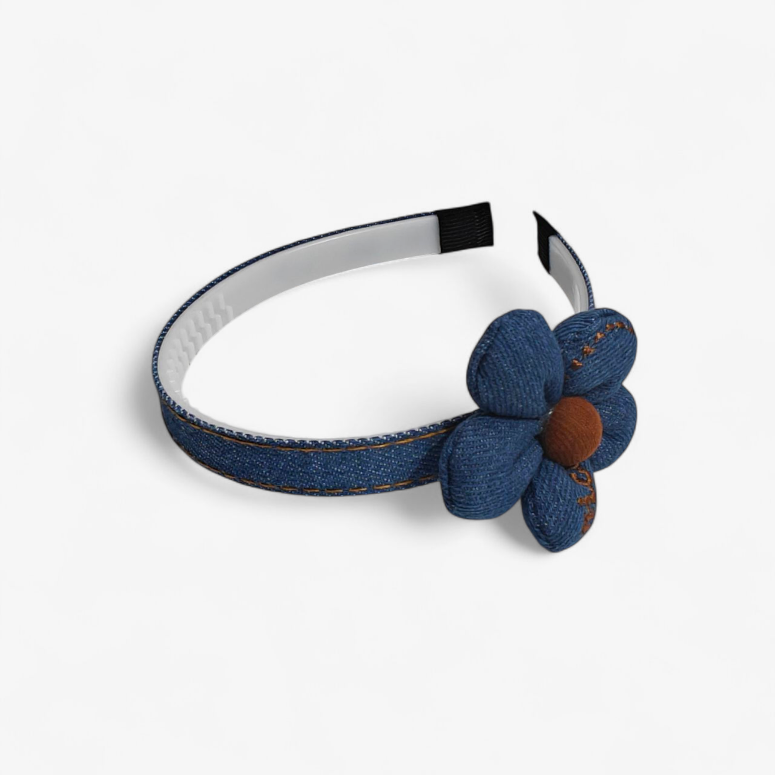 FLOWER APPLIQUE DENIM HAIRBAND