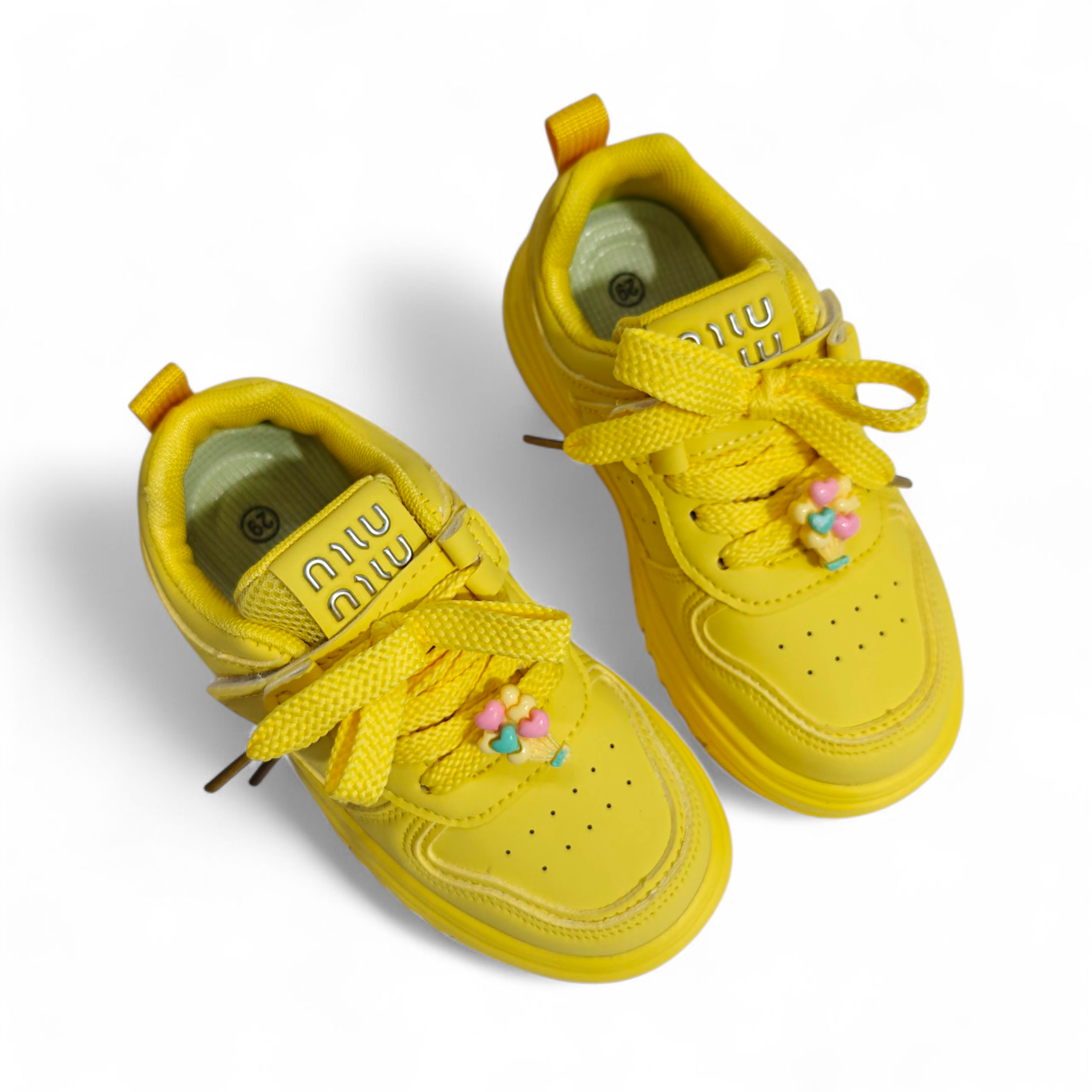 CHARM APPLIQUE VELCRO SNEAKERS - YELLOW