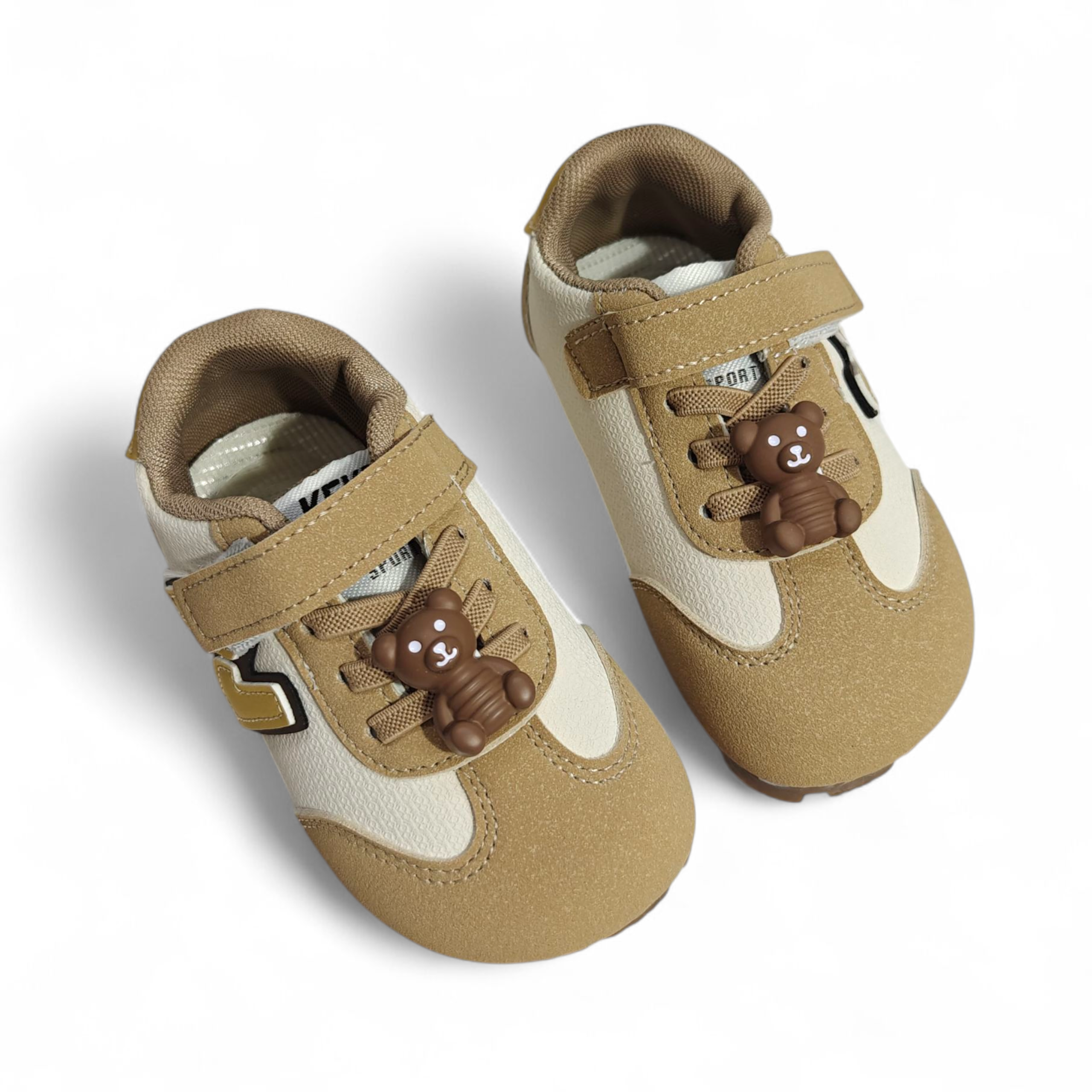 BEAR CHARM APPLIQUE SHOES - KHAKI