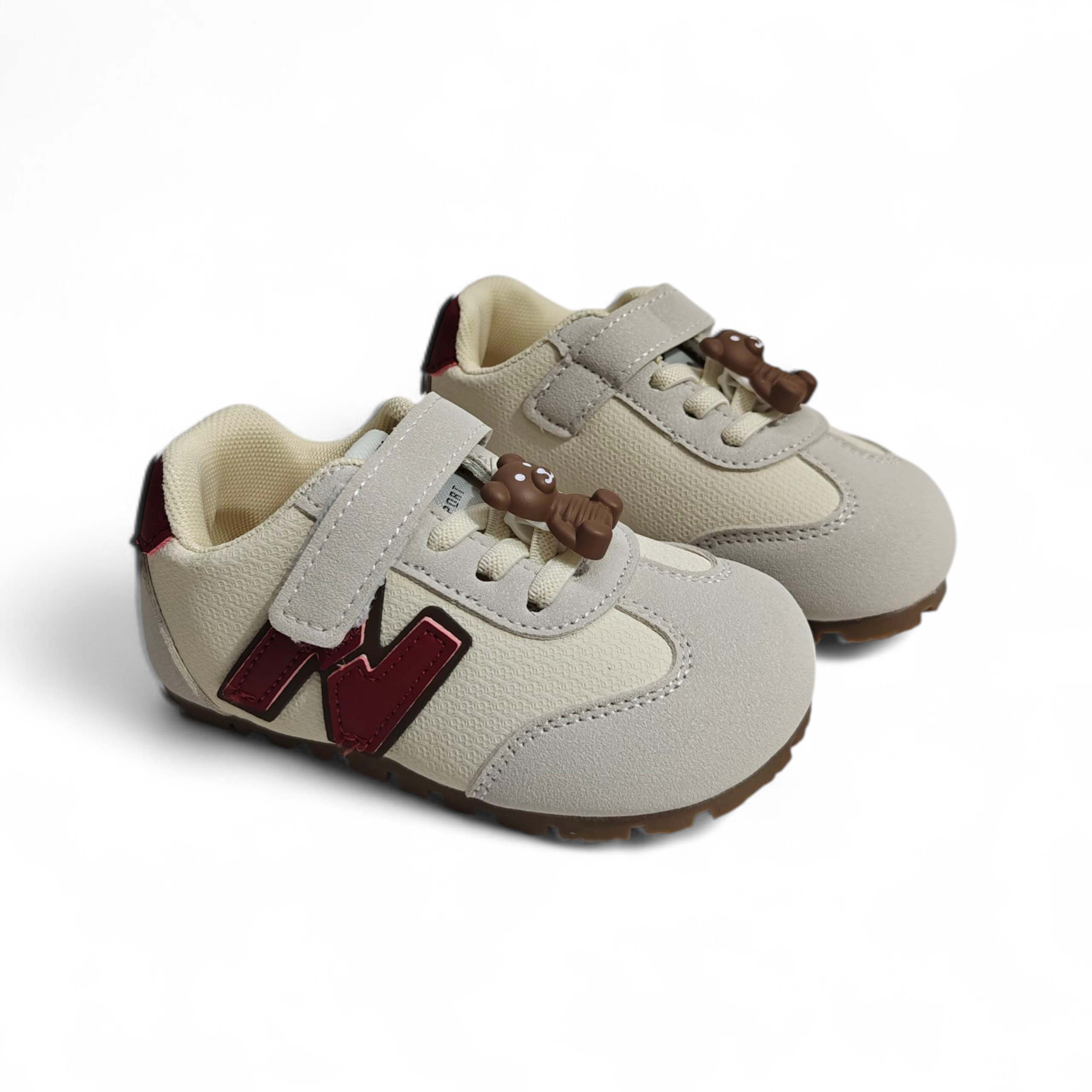 BEAR CHARM APPLIQUE SHOES - GREY