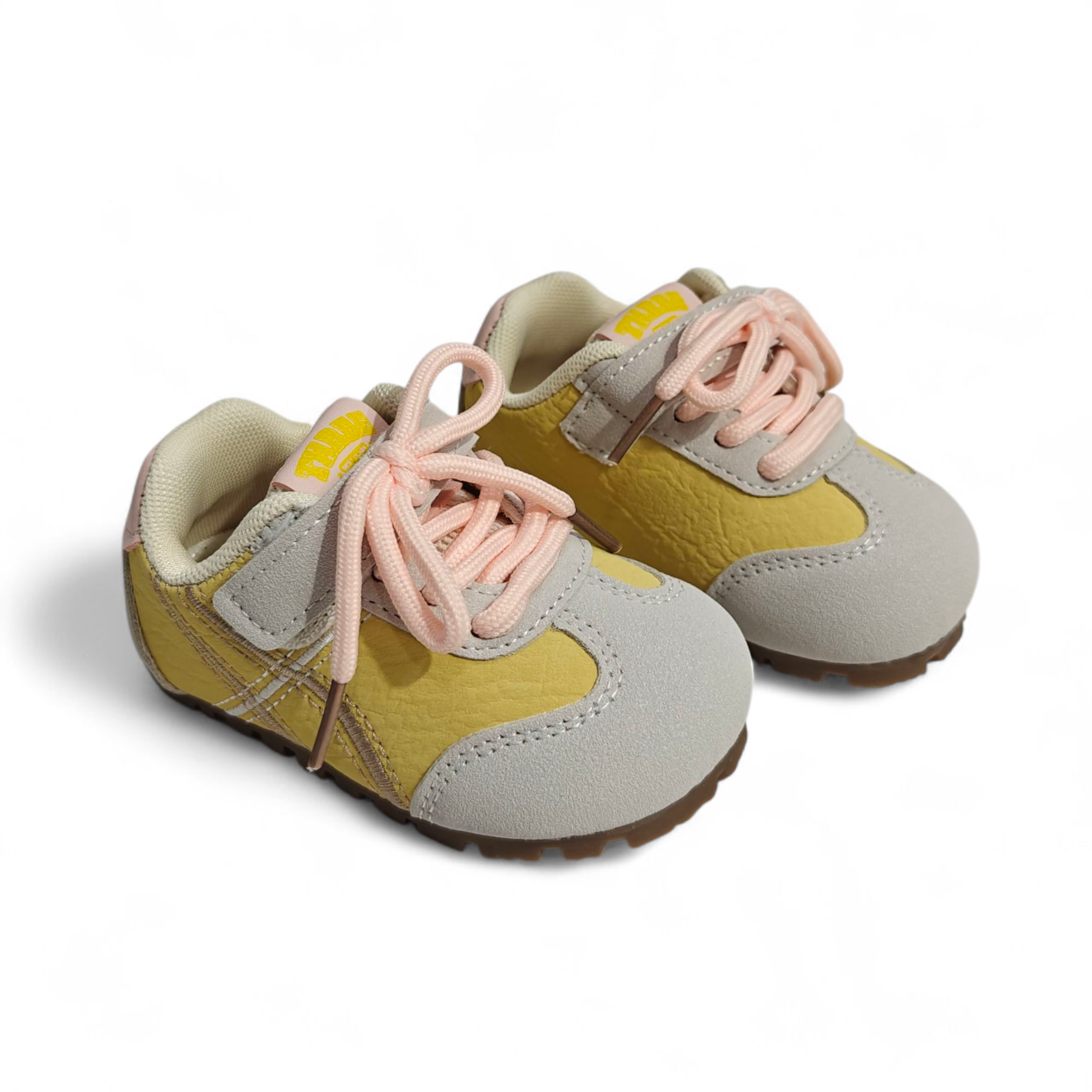 DUAL COLOR VELCRO SHOES - YELLOW & PINK