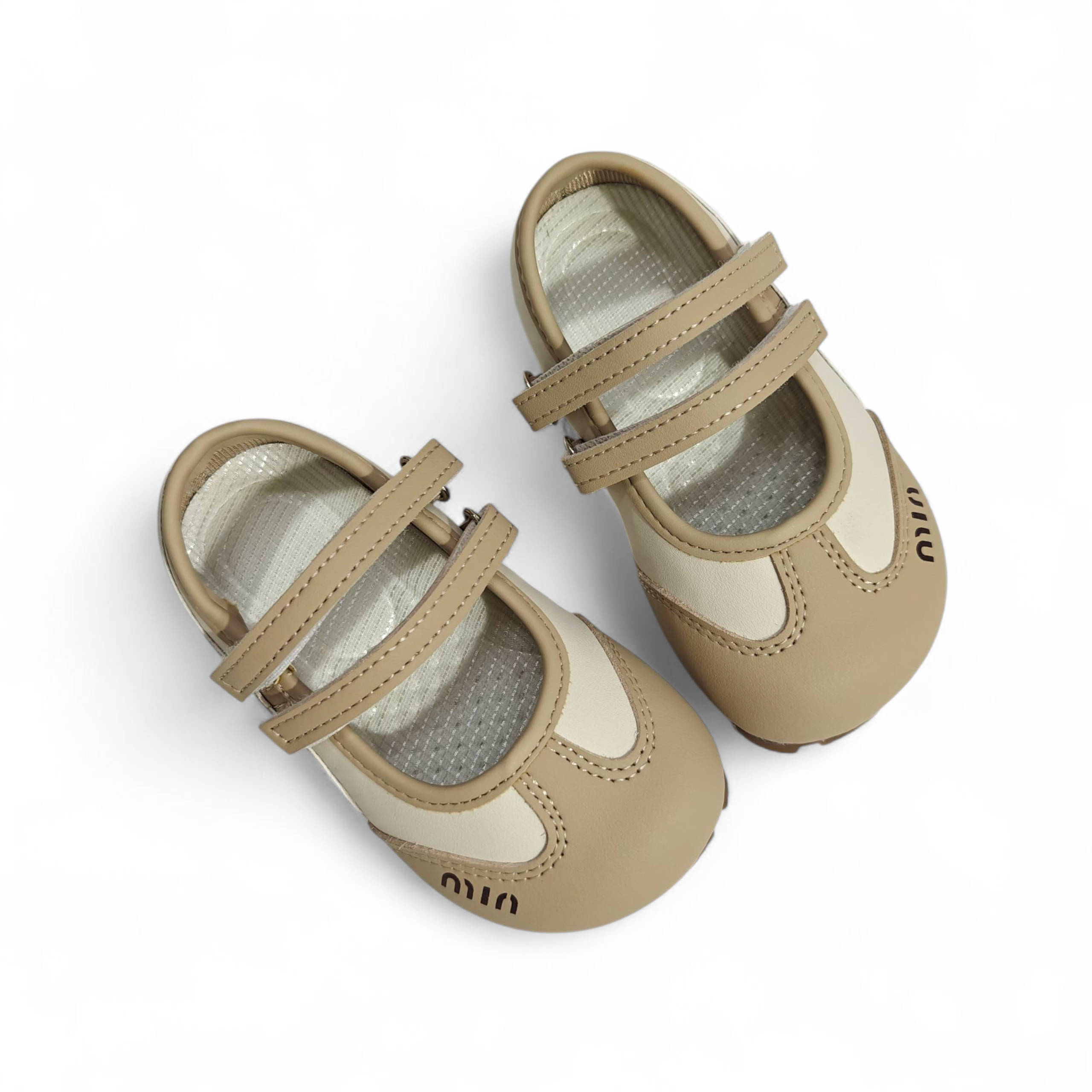 DOUBLE VELCRO MARY JANES - BEIGE