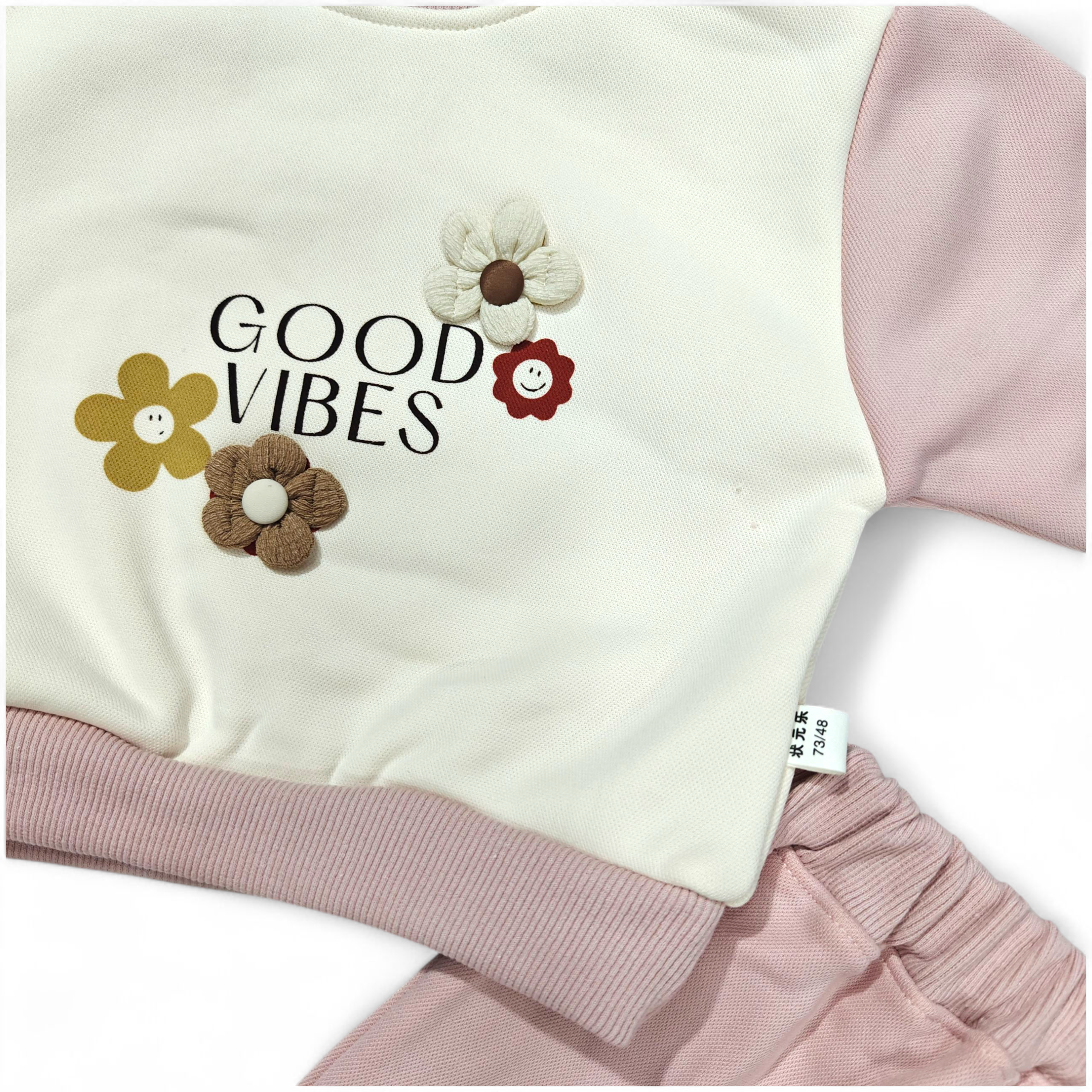 GOOD VIBES CO-ORDS SET - LIGHT PINK