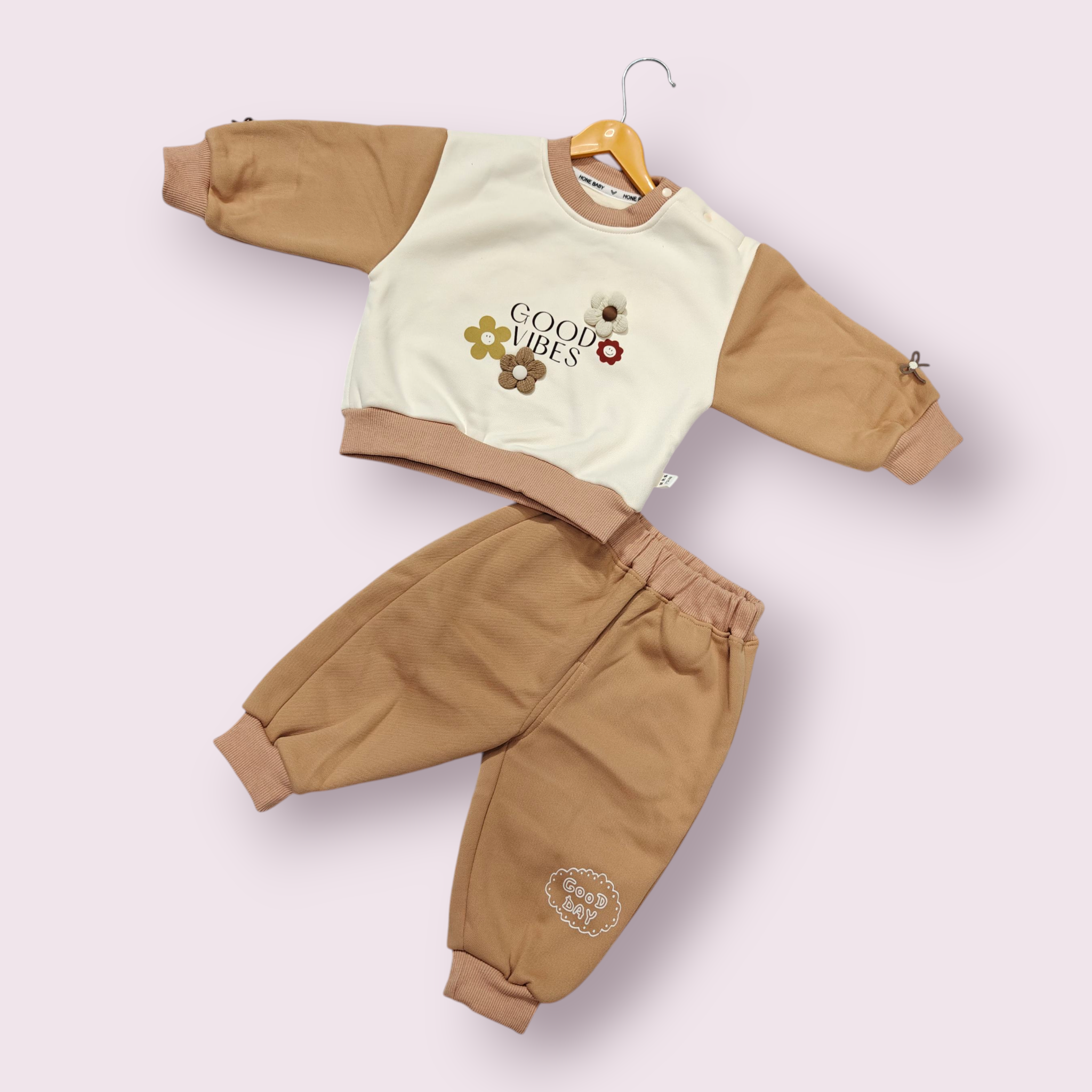 GOOD VIBES CO-ORDS SET - BEIGE