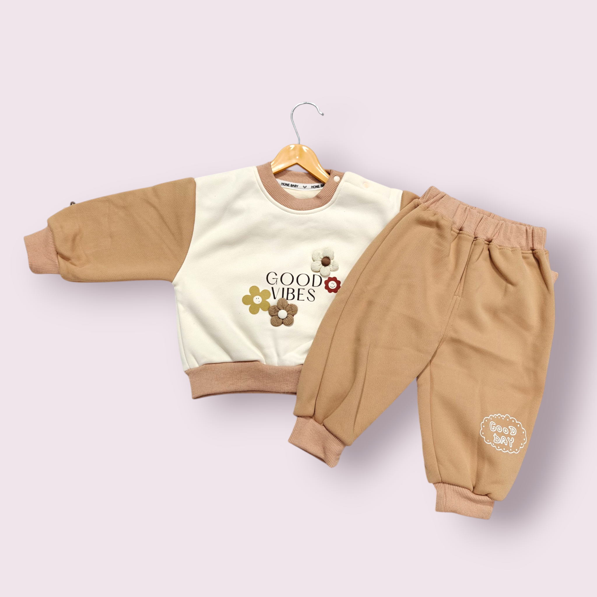 GOOD VIBES CO-ORDS SET - BEIGE