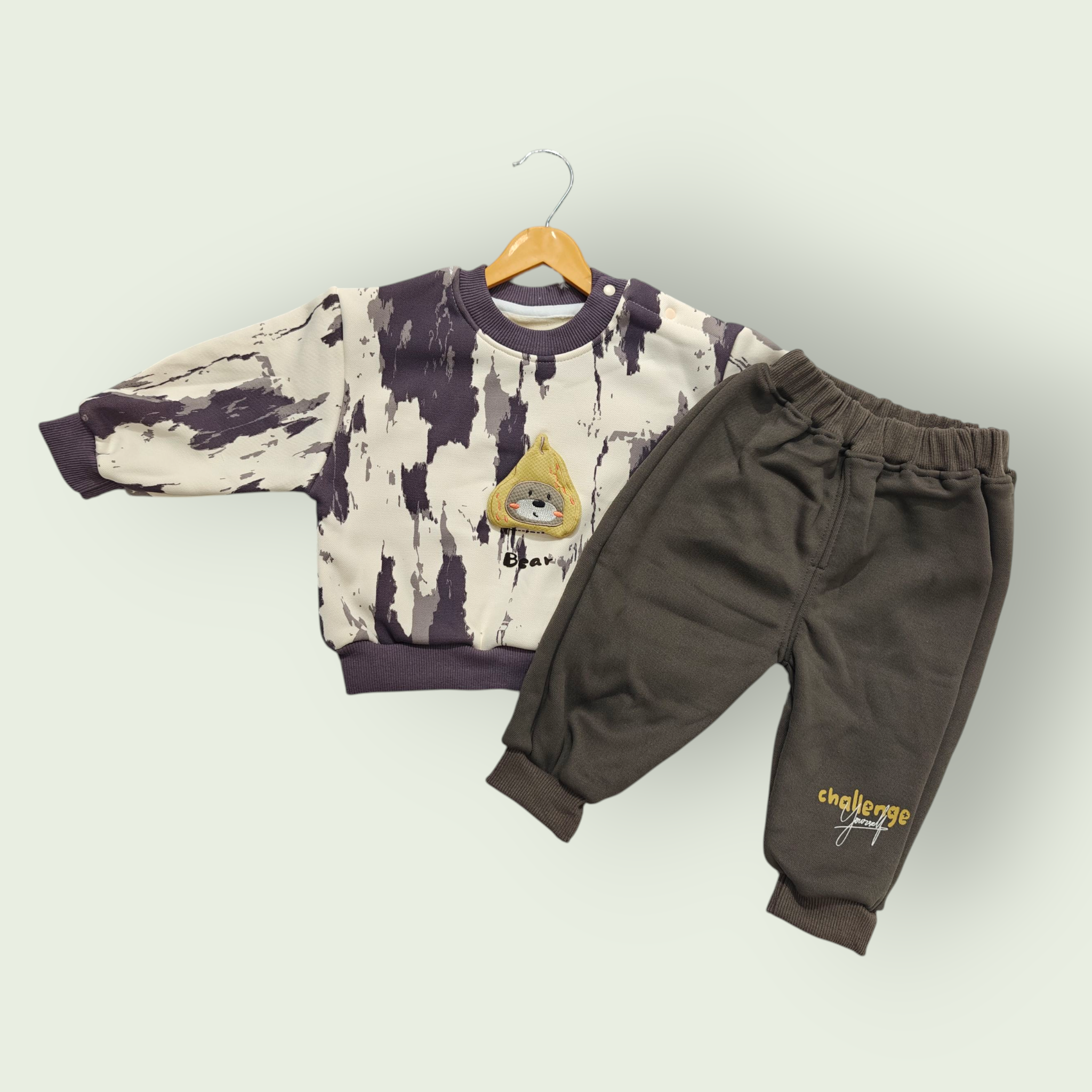 ABSTRACT PRINT WINTER CO-ORDS SET - GREY