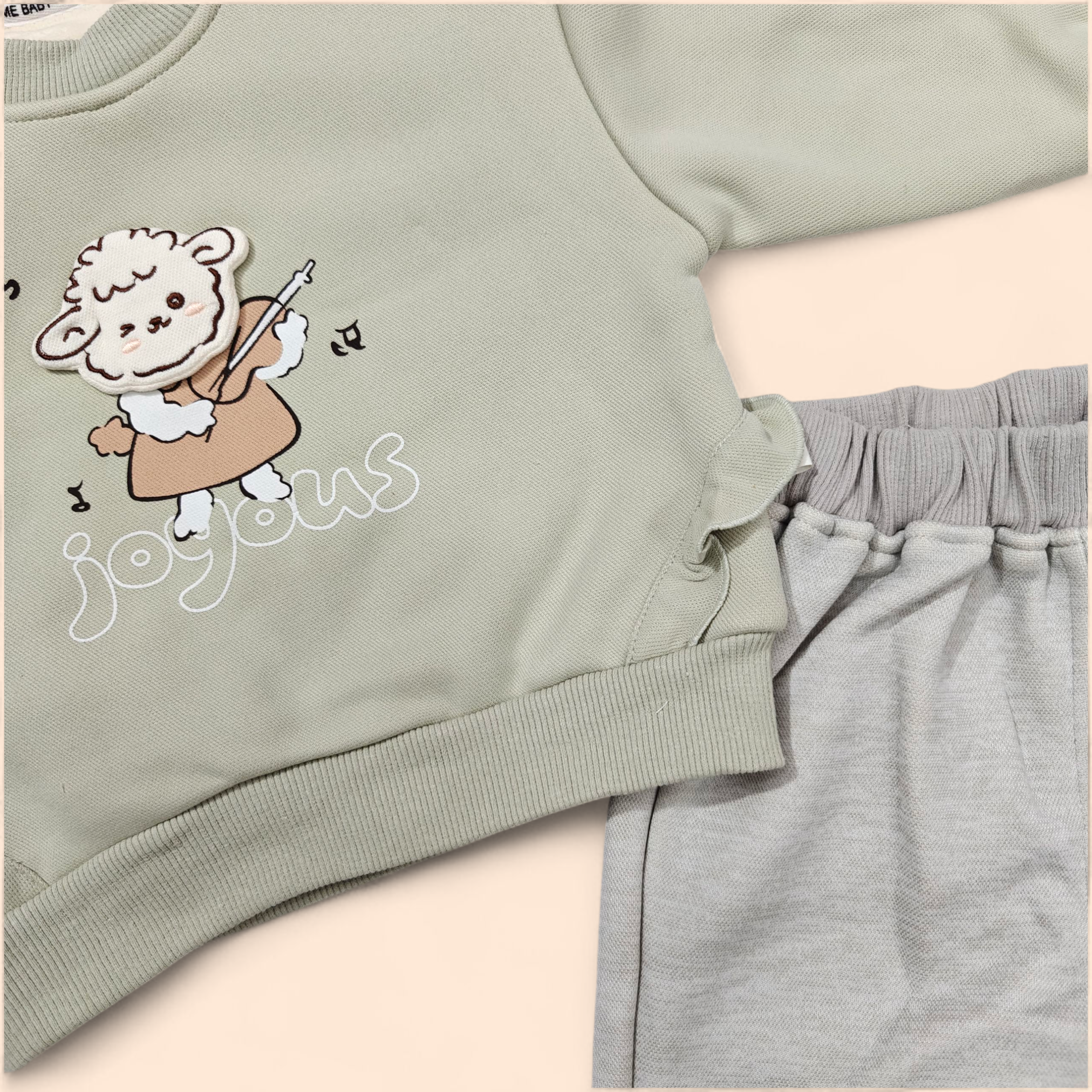 SHEEP PRINT WINTER CO-ORDS SET - GREEN & GREY