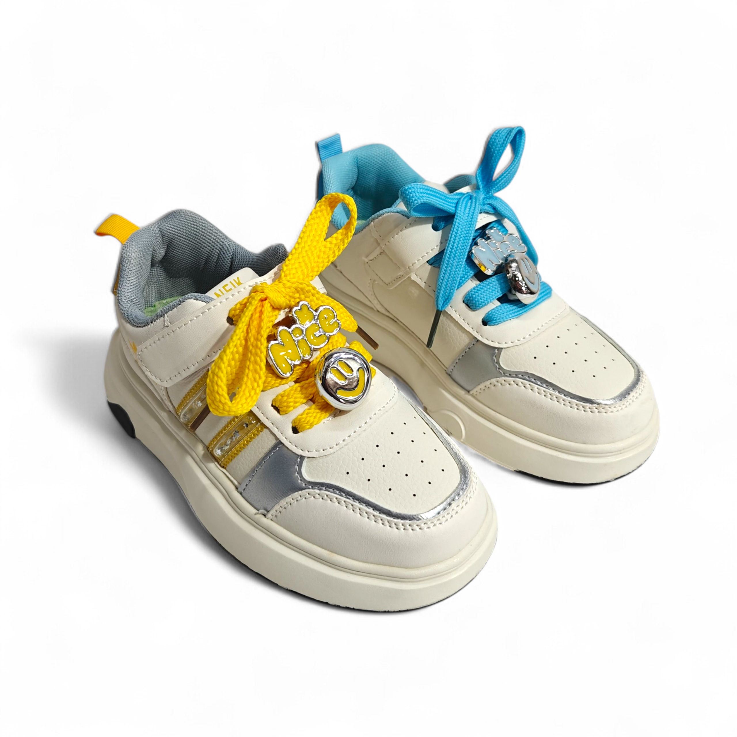 SMILE CHARM APPLIQUE SNEAKERS - WHITE & YELLOW