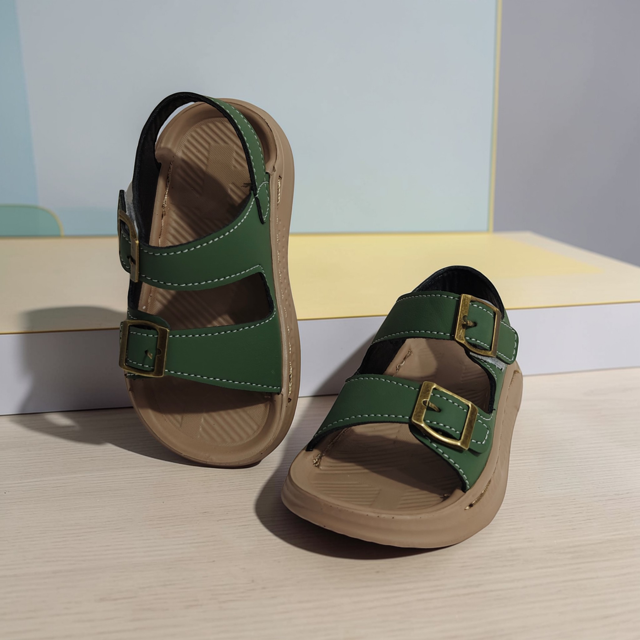 LITTLE RANGER BUCKLE SANDALS - OLIVE GREEN