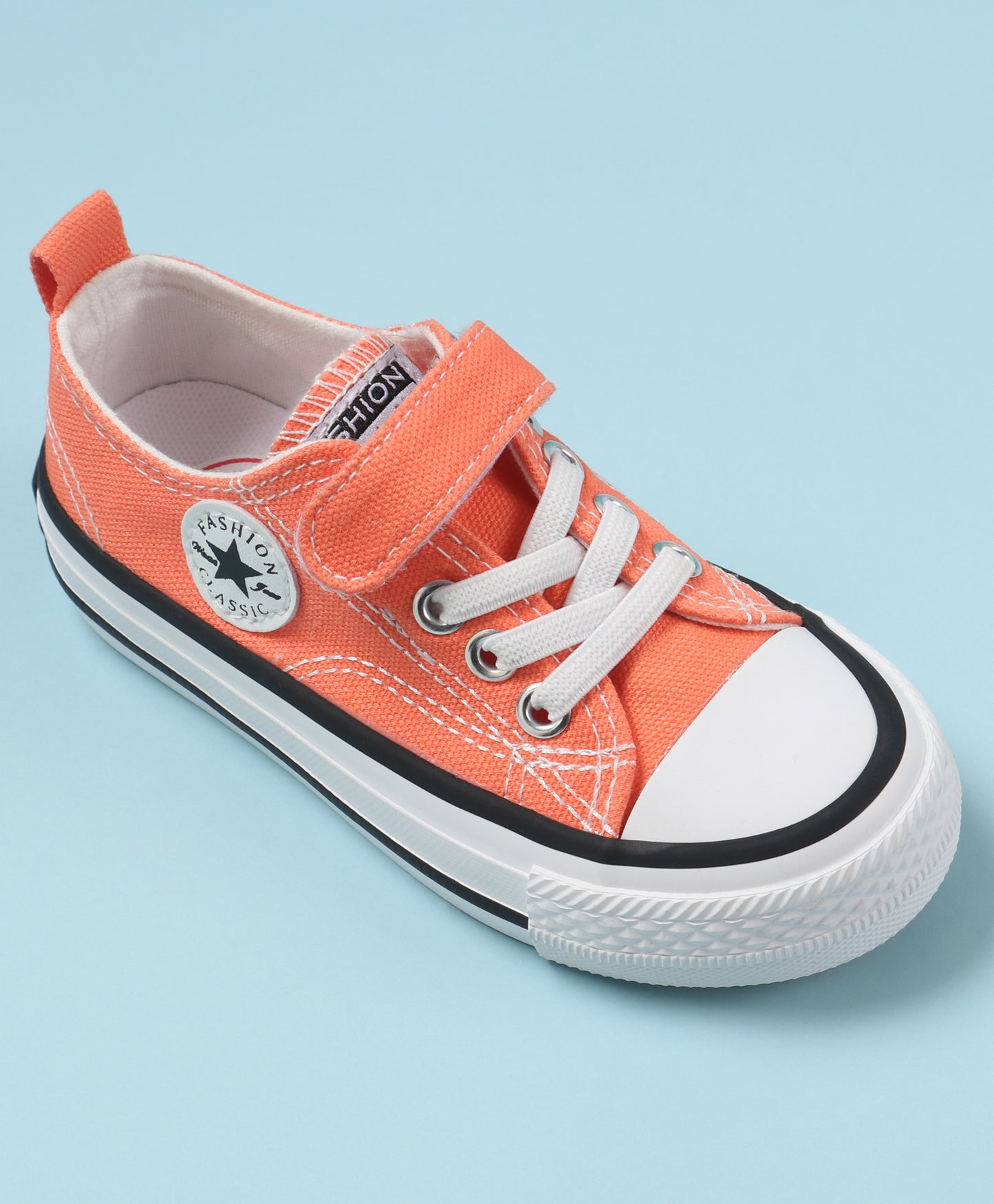 STAR PATCH VELCRO CLOSURE SNEAKERS - ORANGE