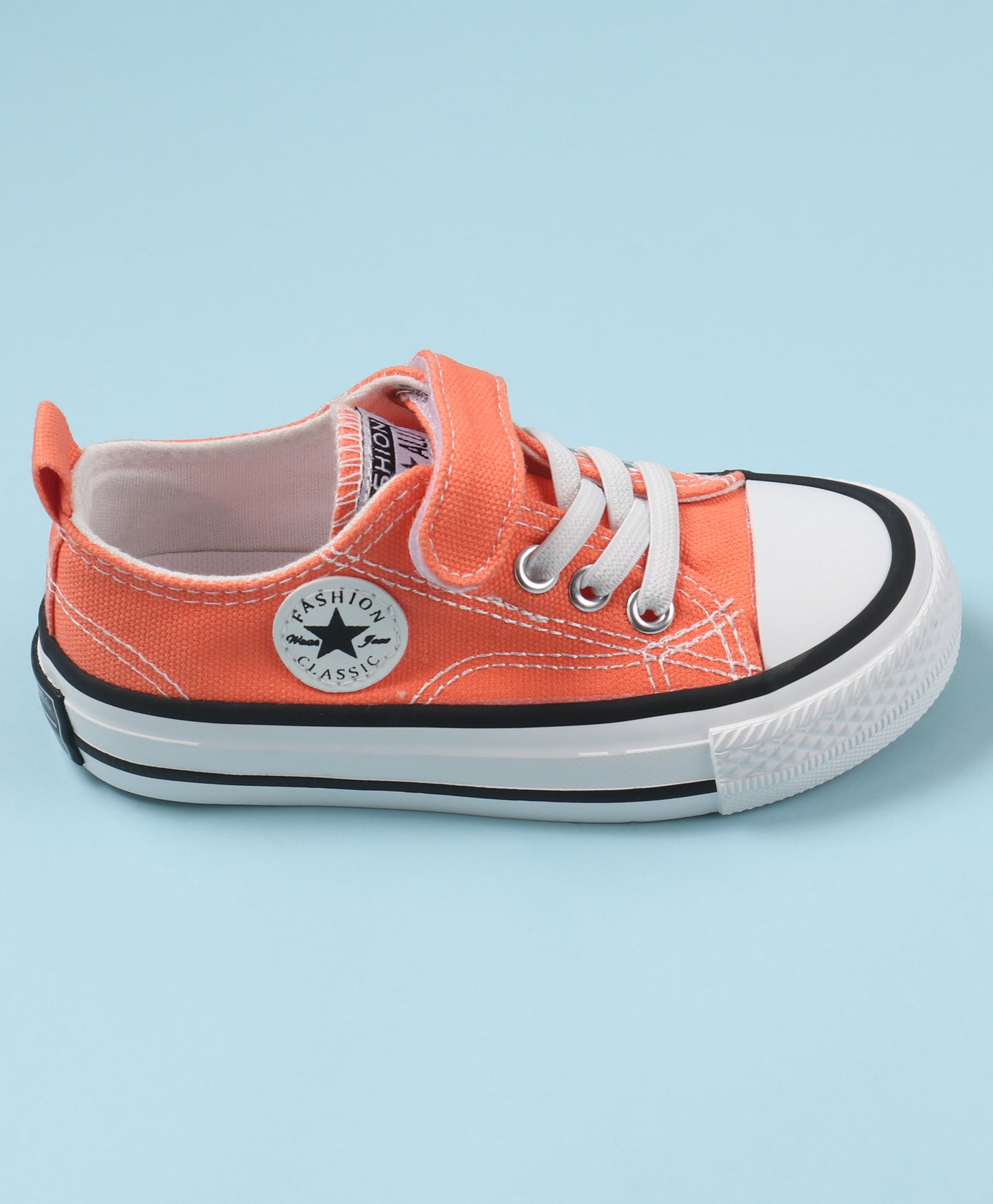 STAR PATCH VELCRO CLOSURE SNEAKERS - ORANGE