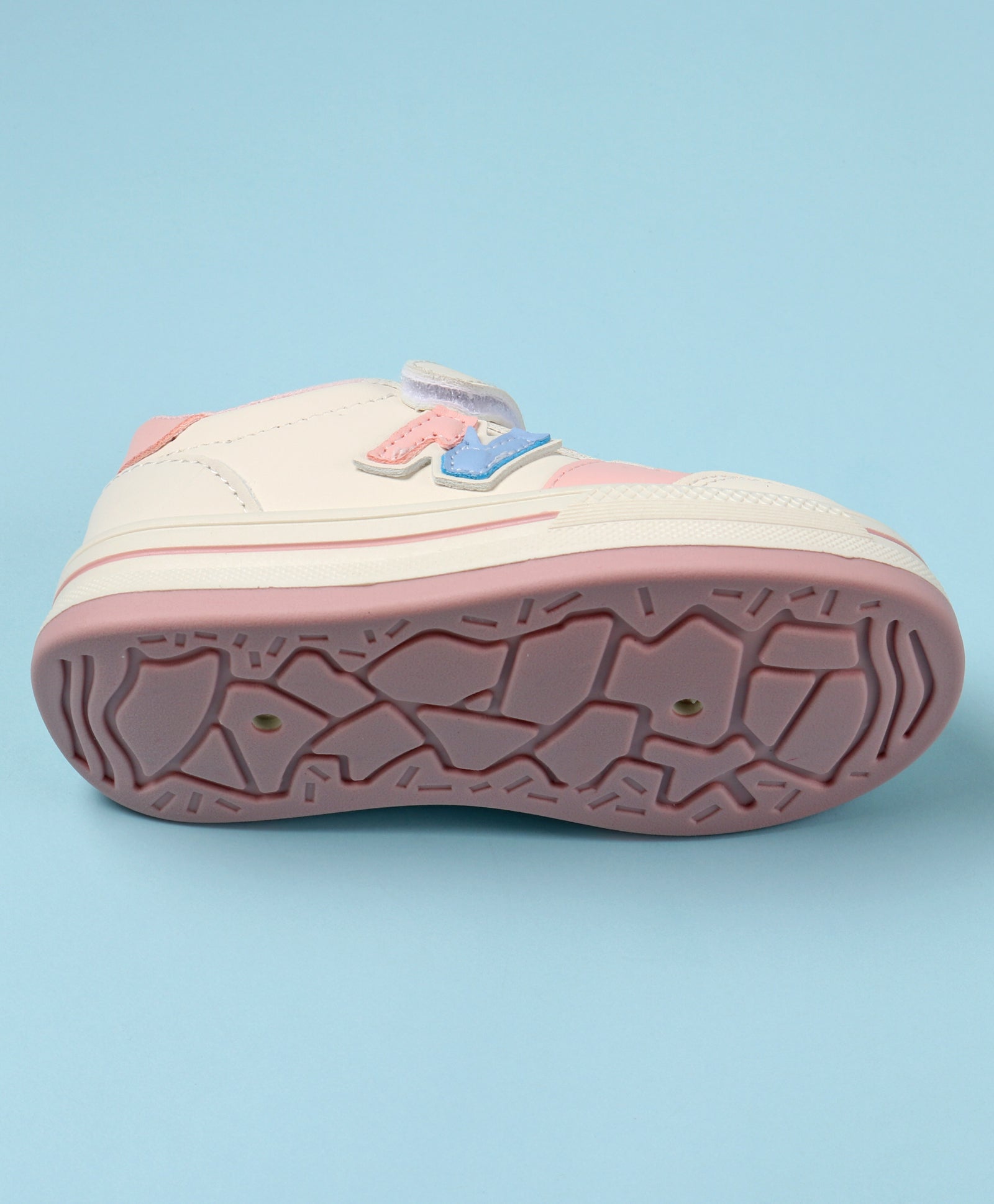 N PATCH VELCRO CLOSURE SNEAKERS - WHITE & PINK