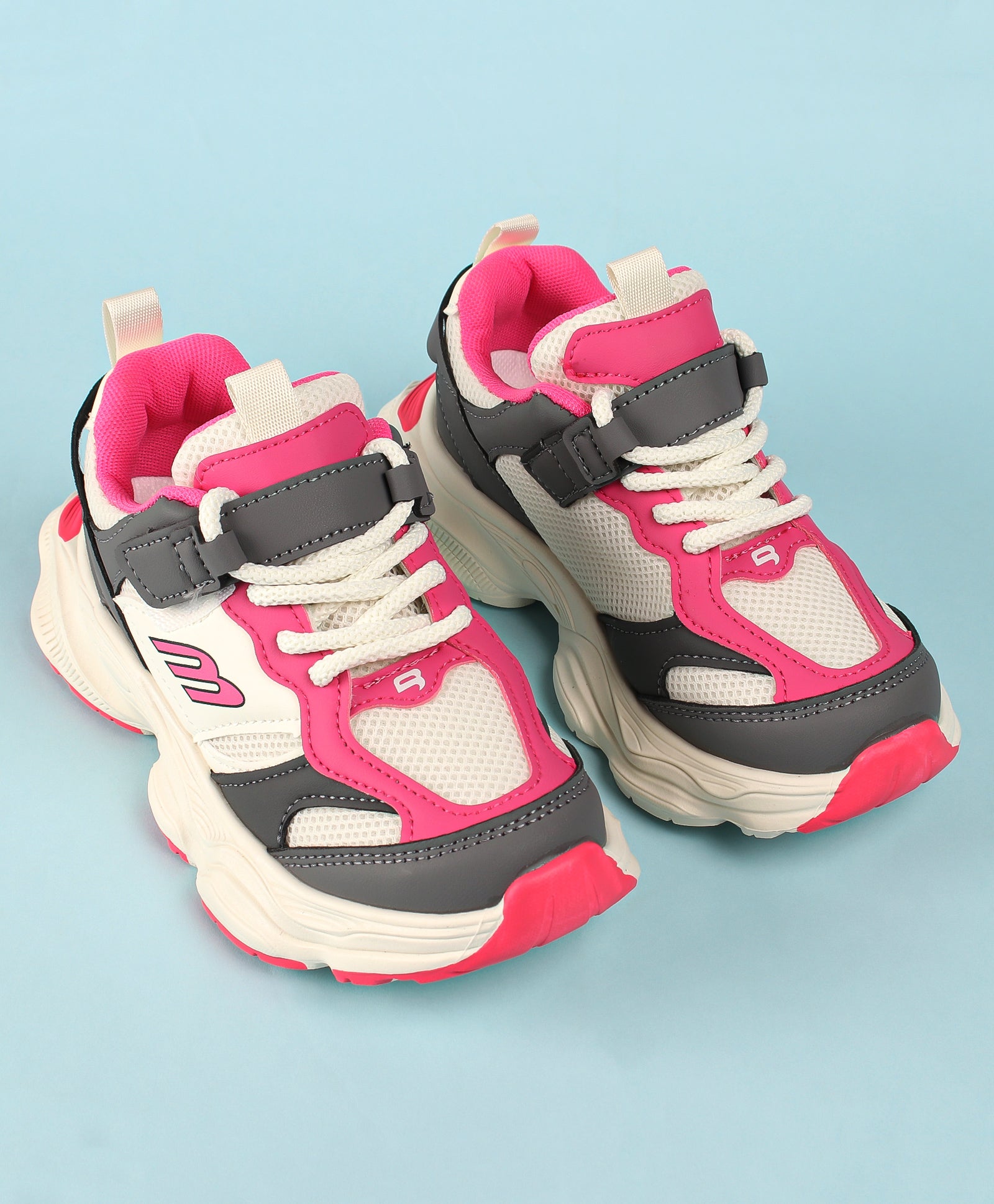 DUAL COLOR HIGH TOP SNEAKERS - WHITE & PINK