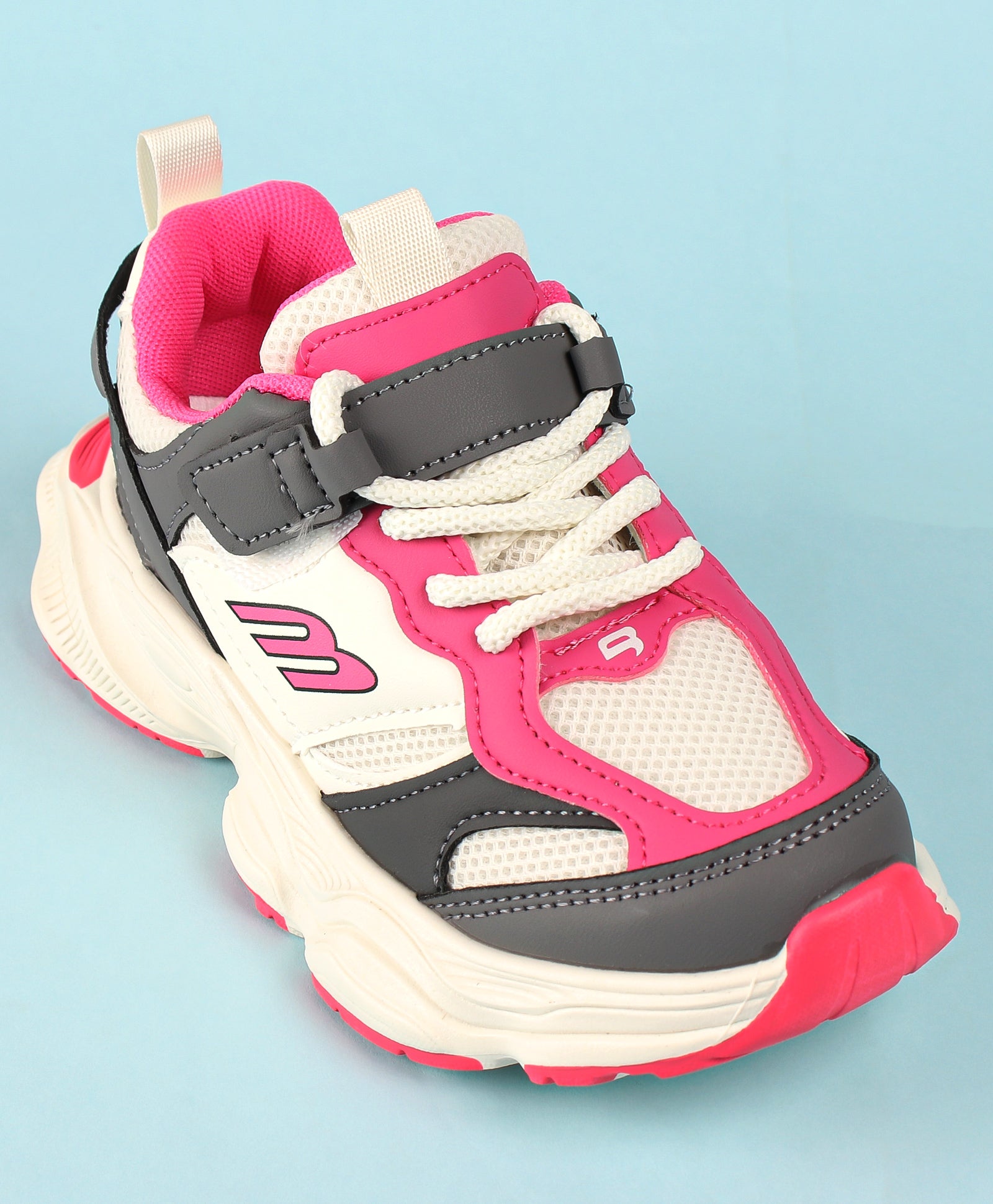 DUAL COLOR HIGH TOP SNEAKERS - WHITE & PINK