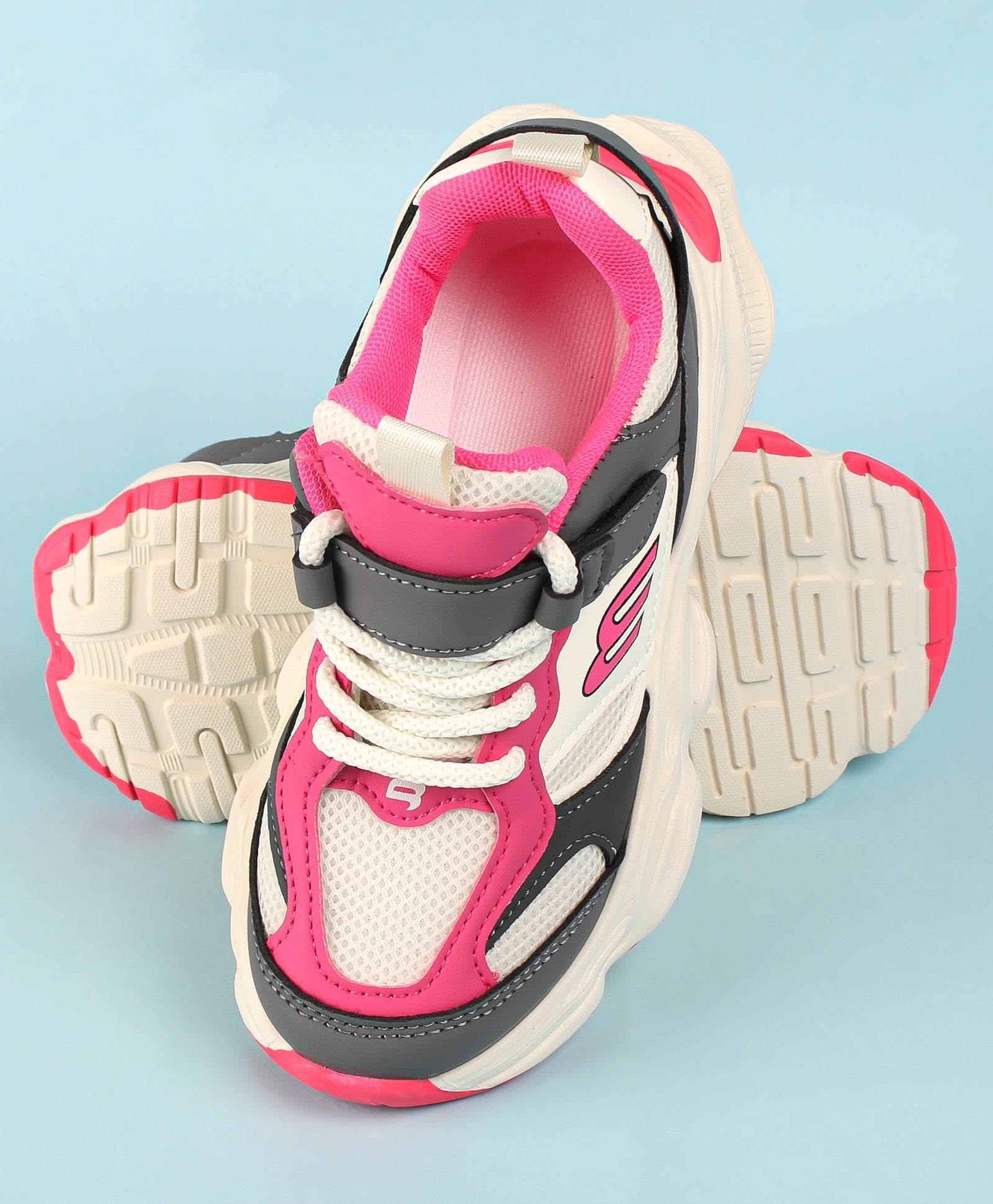 DUAL COLOR HIGH TOP SNEAKERS - WHITE & PINK