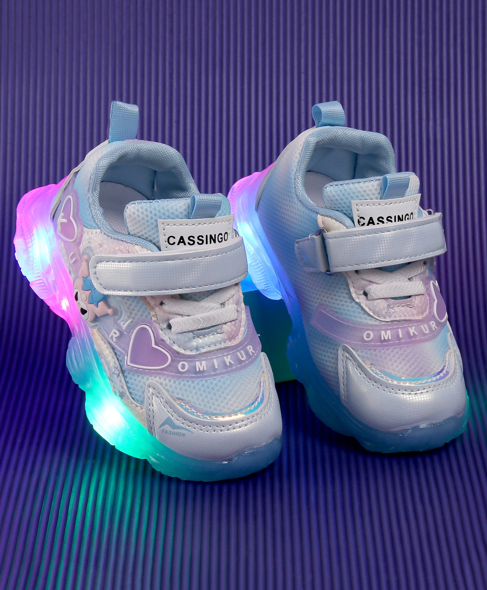 CARTOON APPLIQUE LED SHOES BLUE
