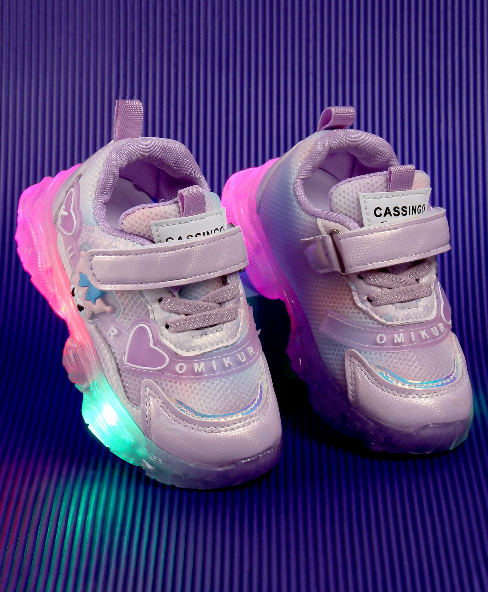 CARTOON APPLIQUE LED SHOES PURPLE