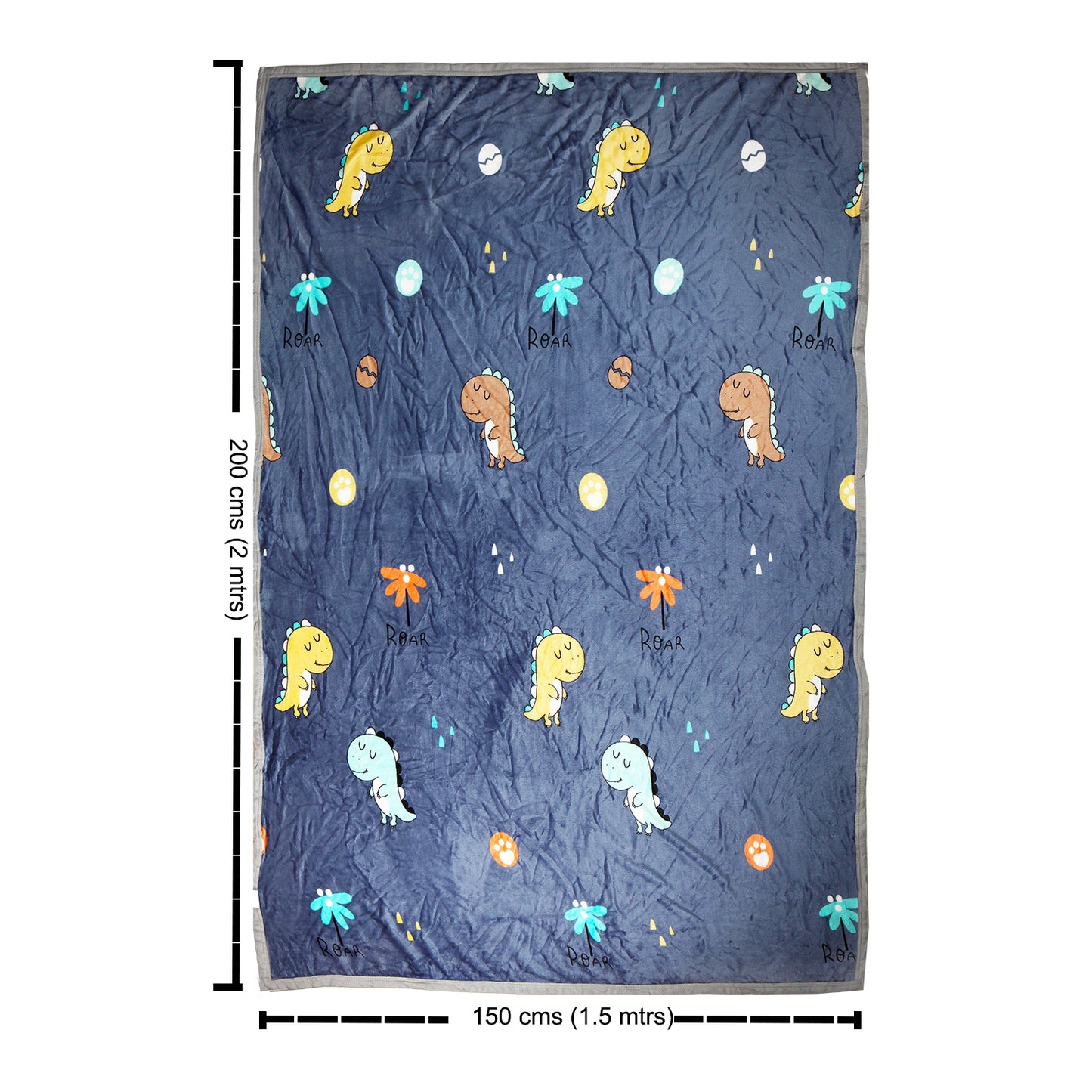 LITTLE DINO PRINTED SINGLE BAD BLANKET - DARK BLUE