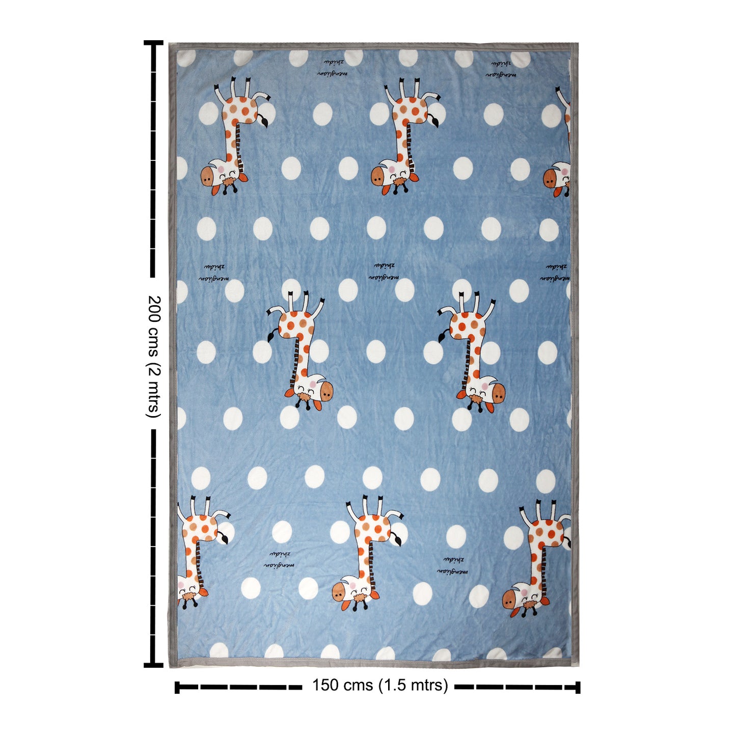 GIRAFFE PRINT SINGLE BED BLANKET - GREY