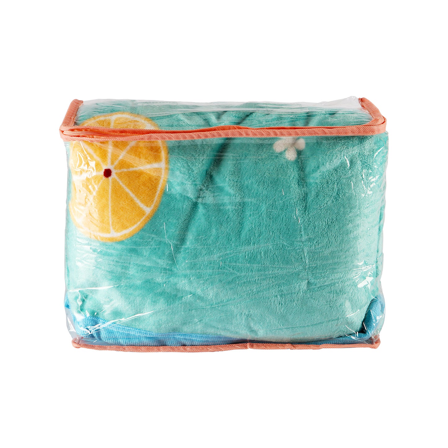 LEMON CYCLE PRINTED SINGLE BED BLANKET - SEA GREEN