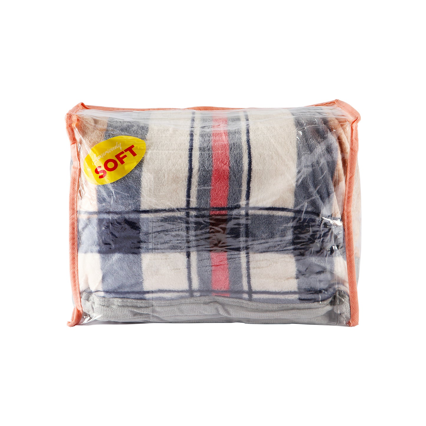 CHECKS PRINTED SINGLE BED BLANKET - BROWN