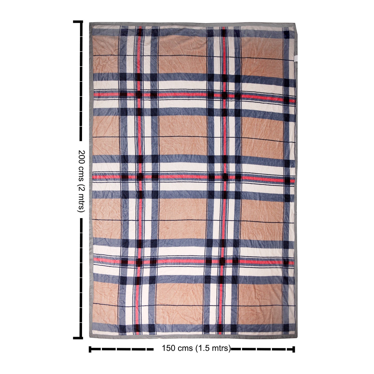 CHECKS PRINTED SINGLE BED BLANKET - BROWN