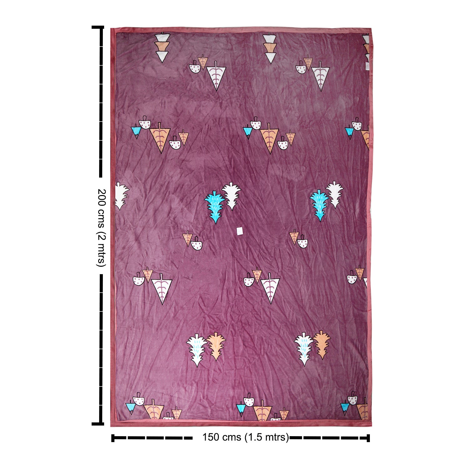 PINE TREE PRINTED SINGLE BED BLANKET - MAGENTA