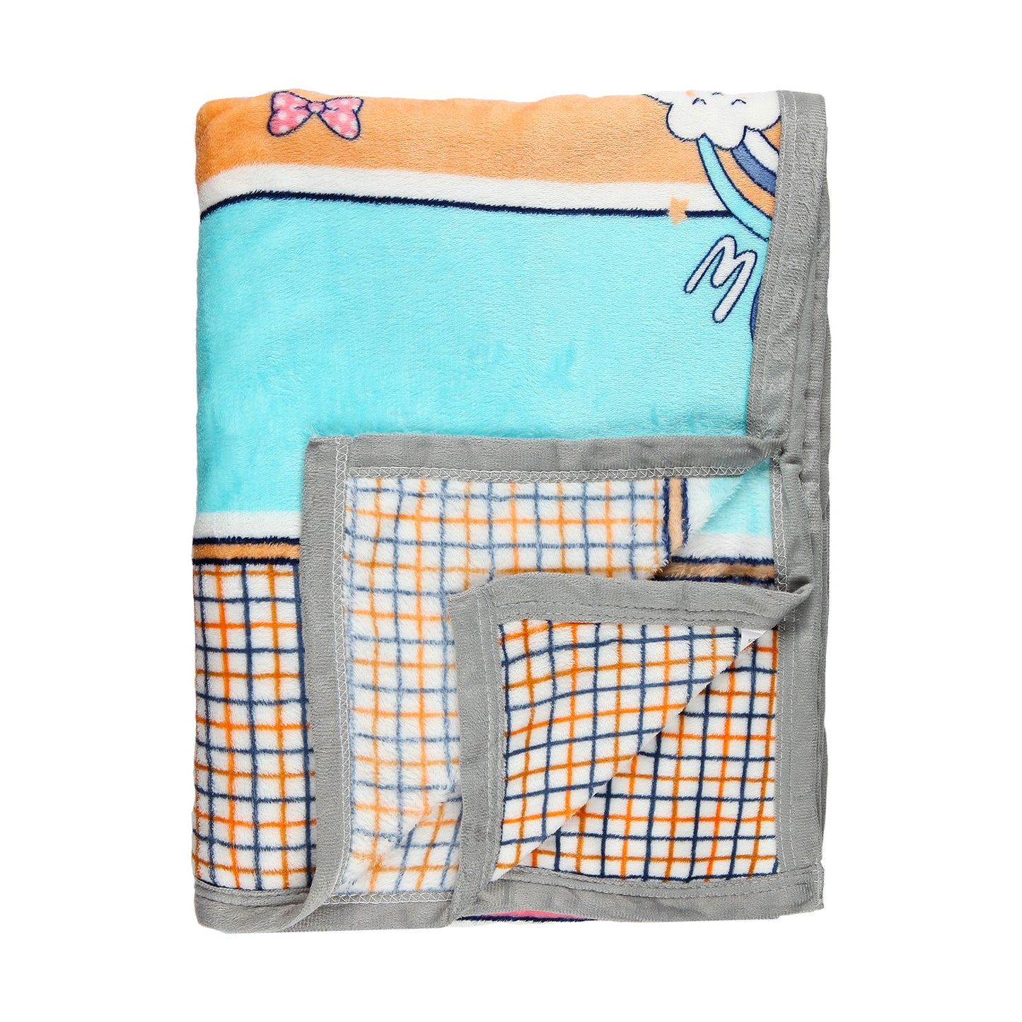 RAINBOW & CLOUD PRINTED SINGLE BED BLANKET - PINK