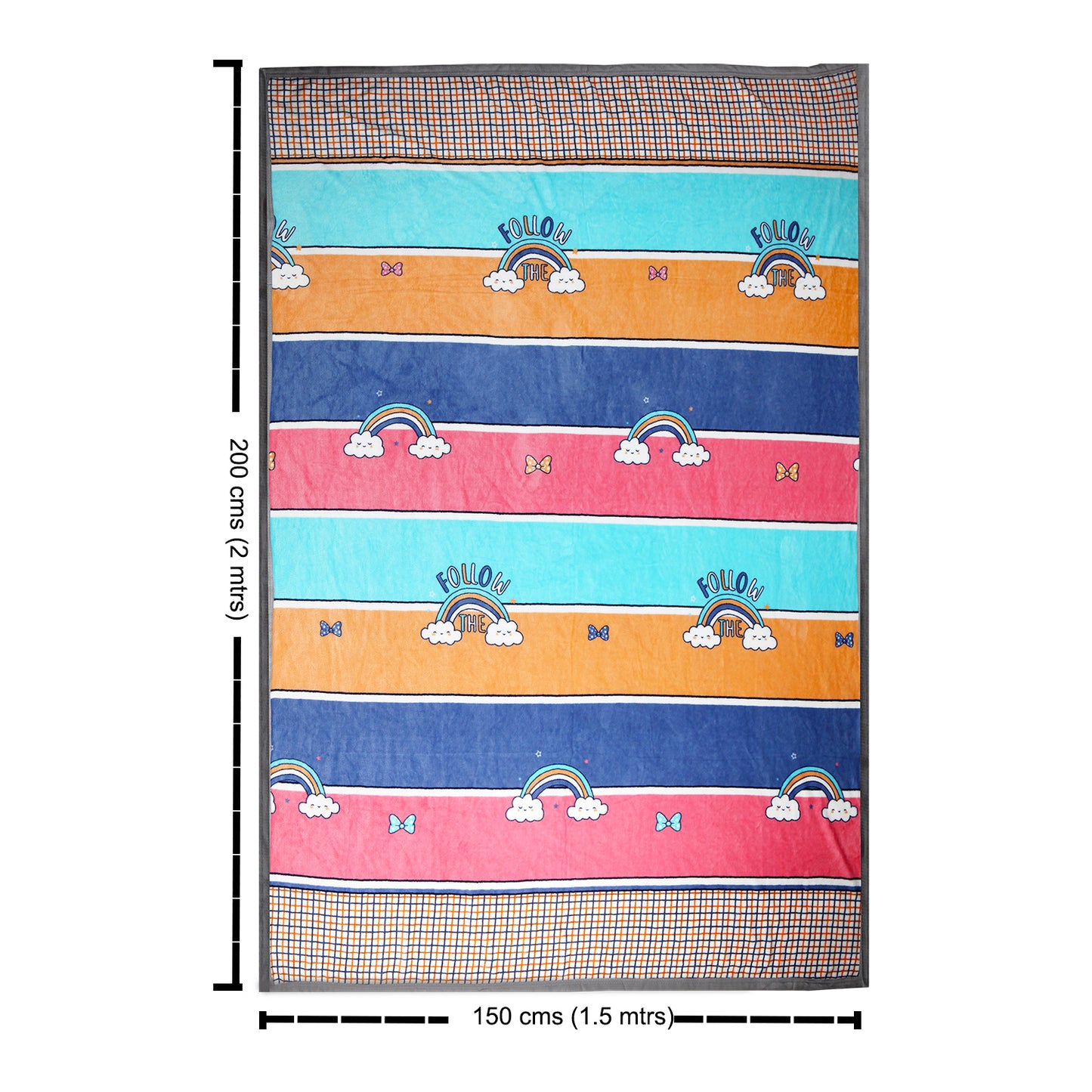 RAINBOW & CLOUD PRINTED SINGLE BED BLANKET - PINK