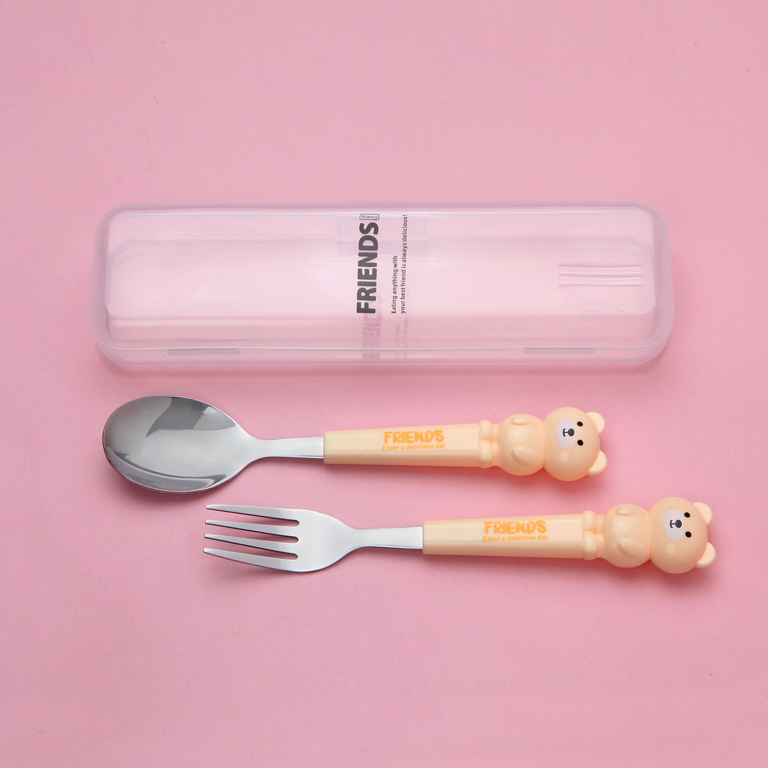 TEDDY DESIGN FORK & SPOON - YELLOW
