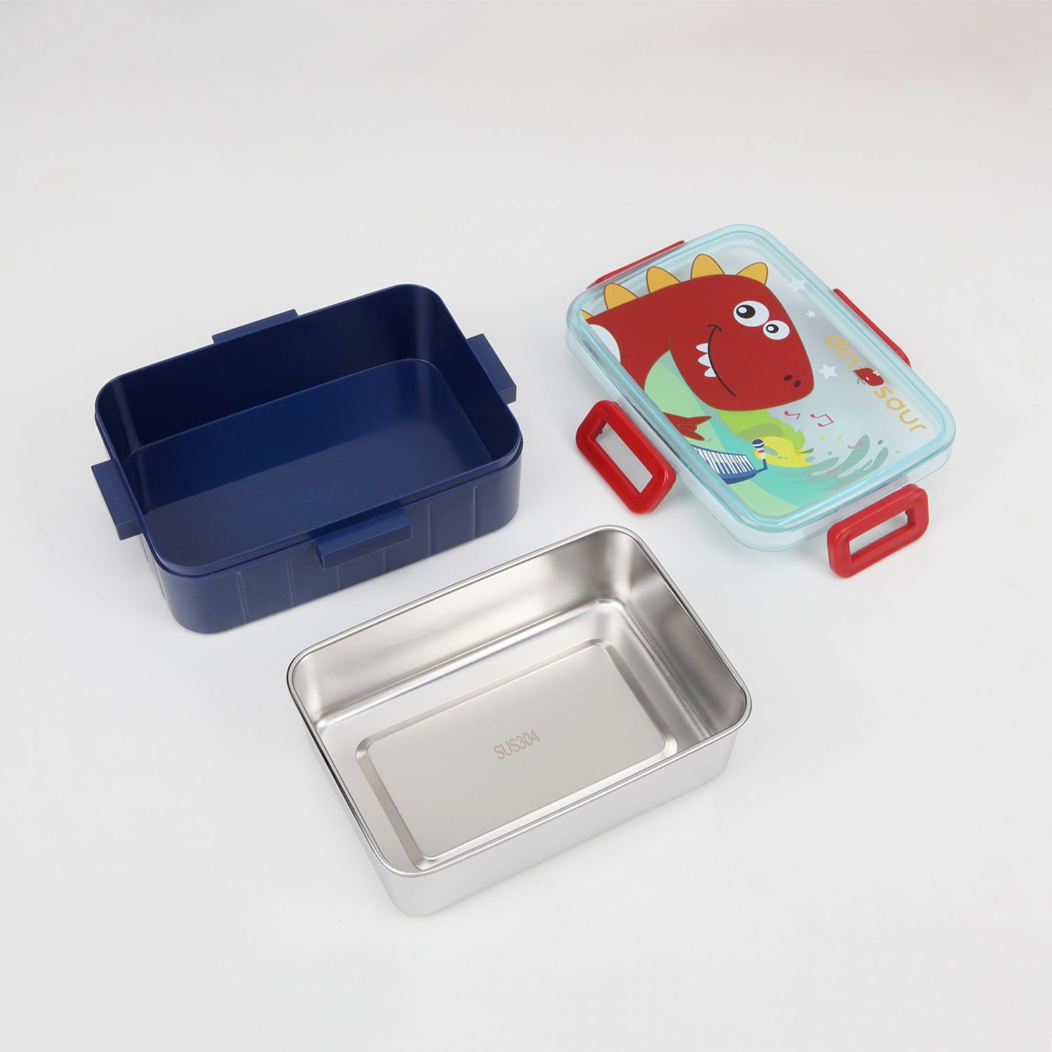 DINOSAUR PRINT LUNCH BOX - RED